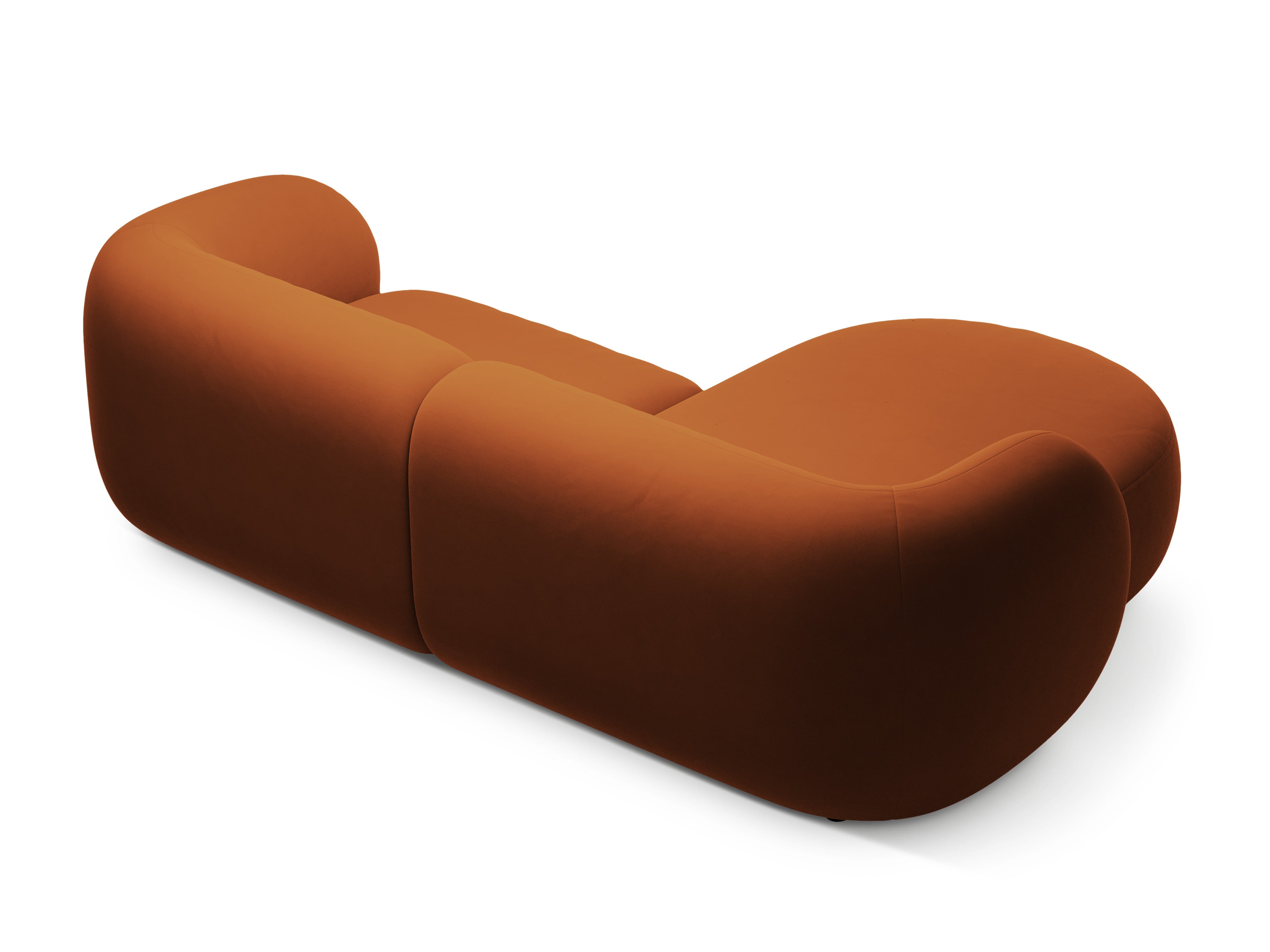 Sametový rohový gauč ľavostranný pre 2 osoby KATE terracotta