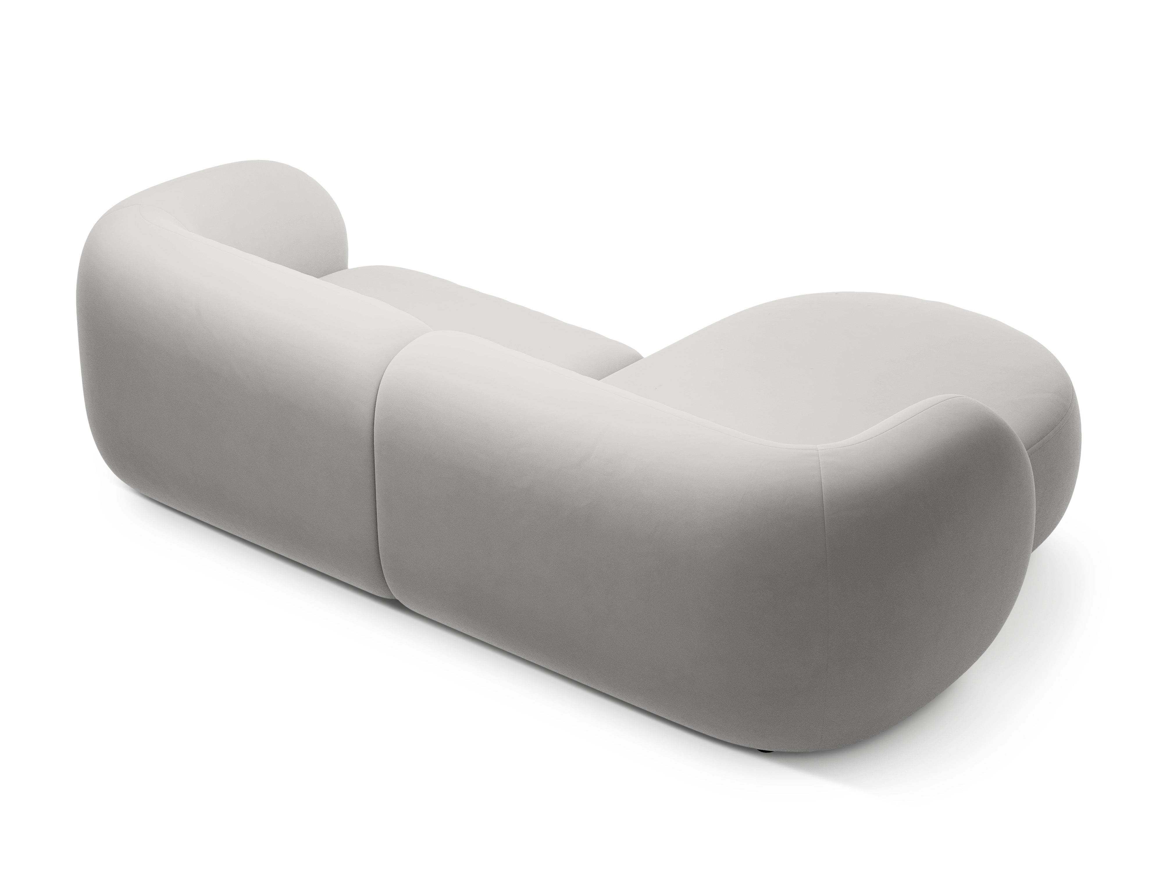 Sedačka z jemného sametu ľavostranná pre 2 osoby KATE svetlosivá