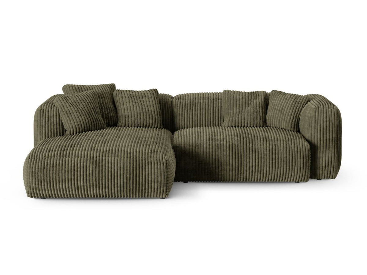Narożnik lewostronny 2-osobowy XL MARTINA oliwkowy zielony sztruks – Micadoni