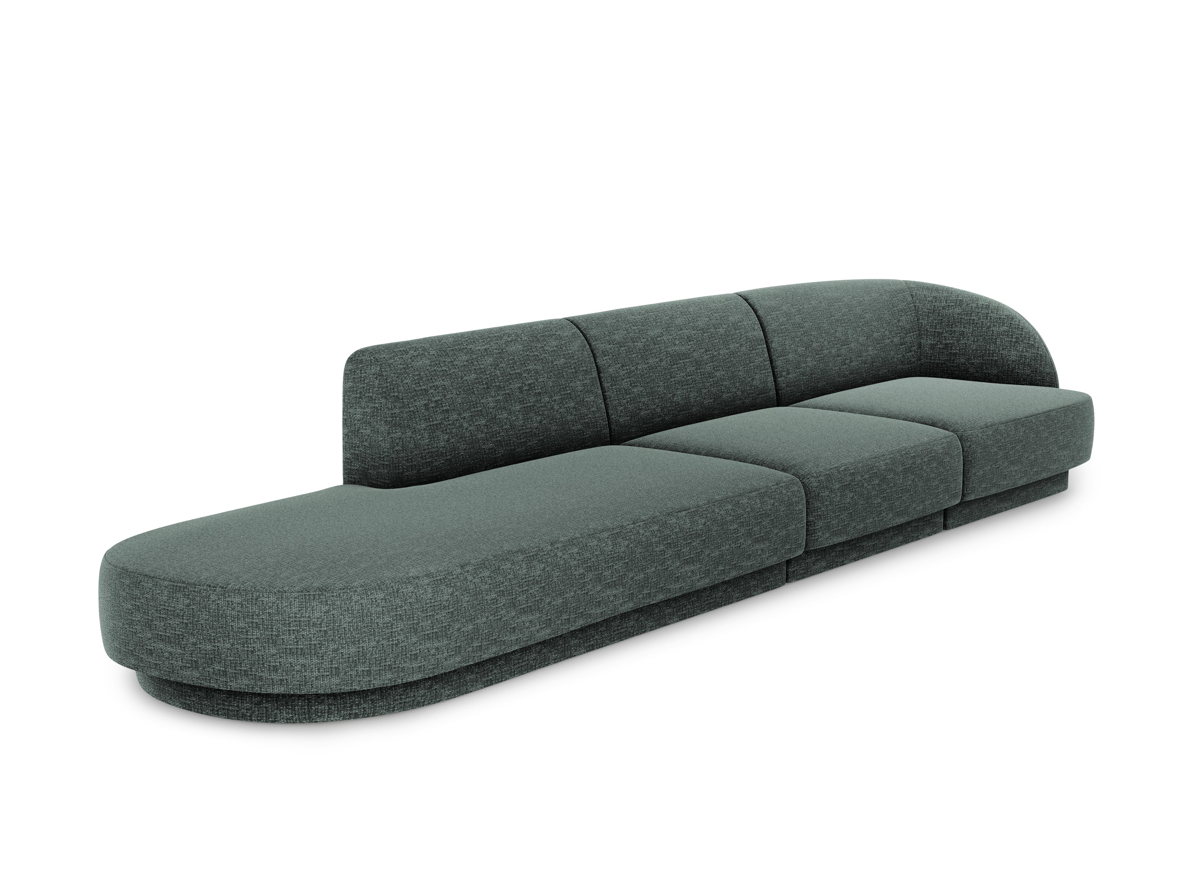 Sofa lewostronna 4-osobowa w tkaninie szenilowej otwarta MILEY petrol Micadoni Eye on Design