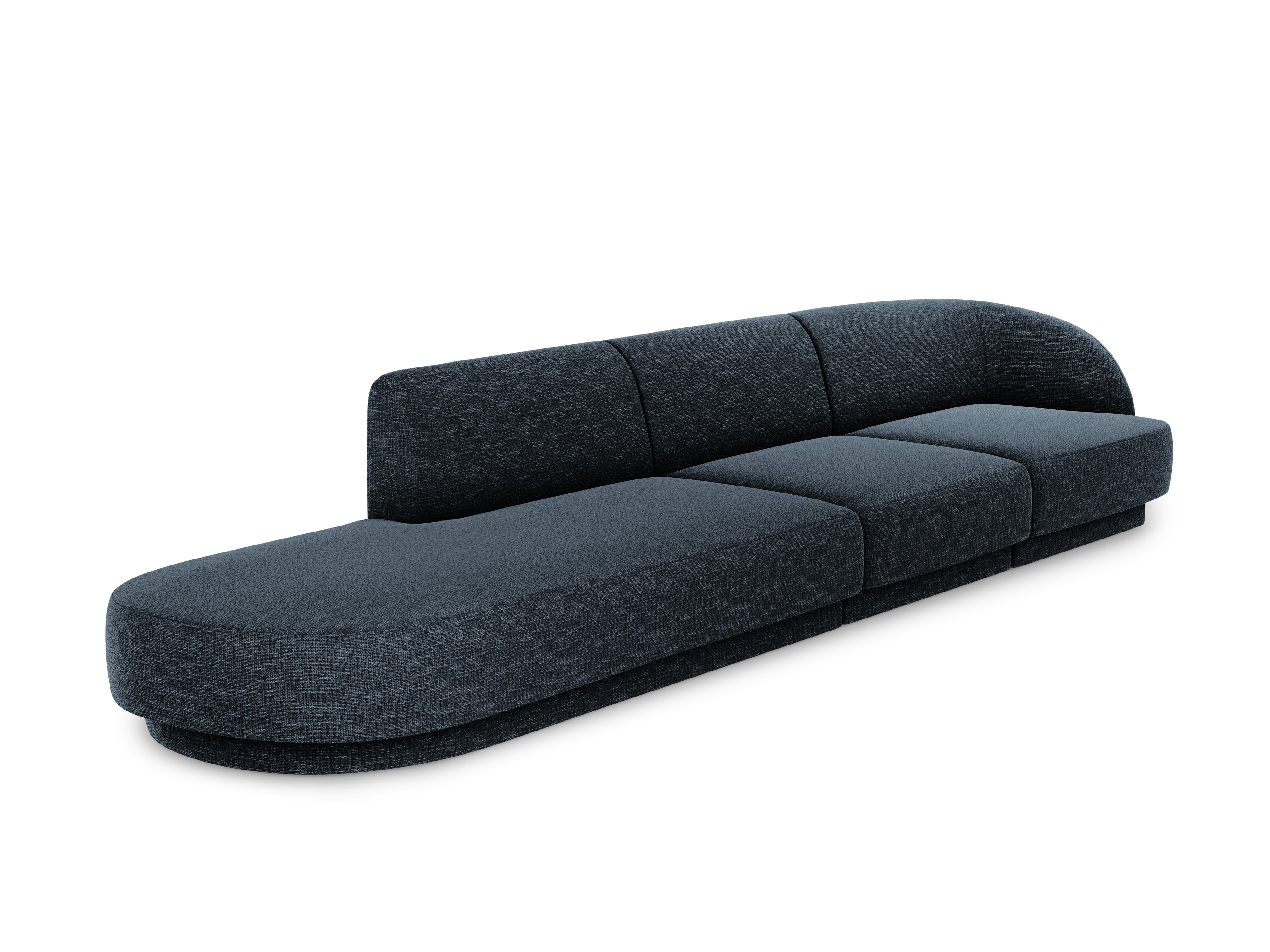 Sofa lewostronna 4-osobowa w tkaninie szenilowej otwarta MILEY granatowy Micadoni Eye on Design