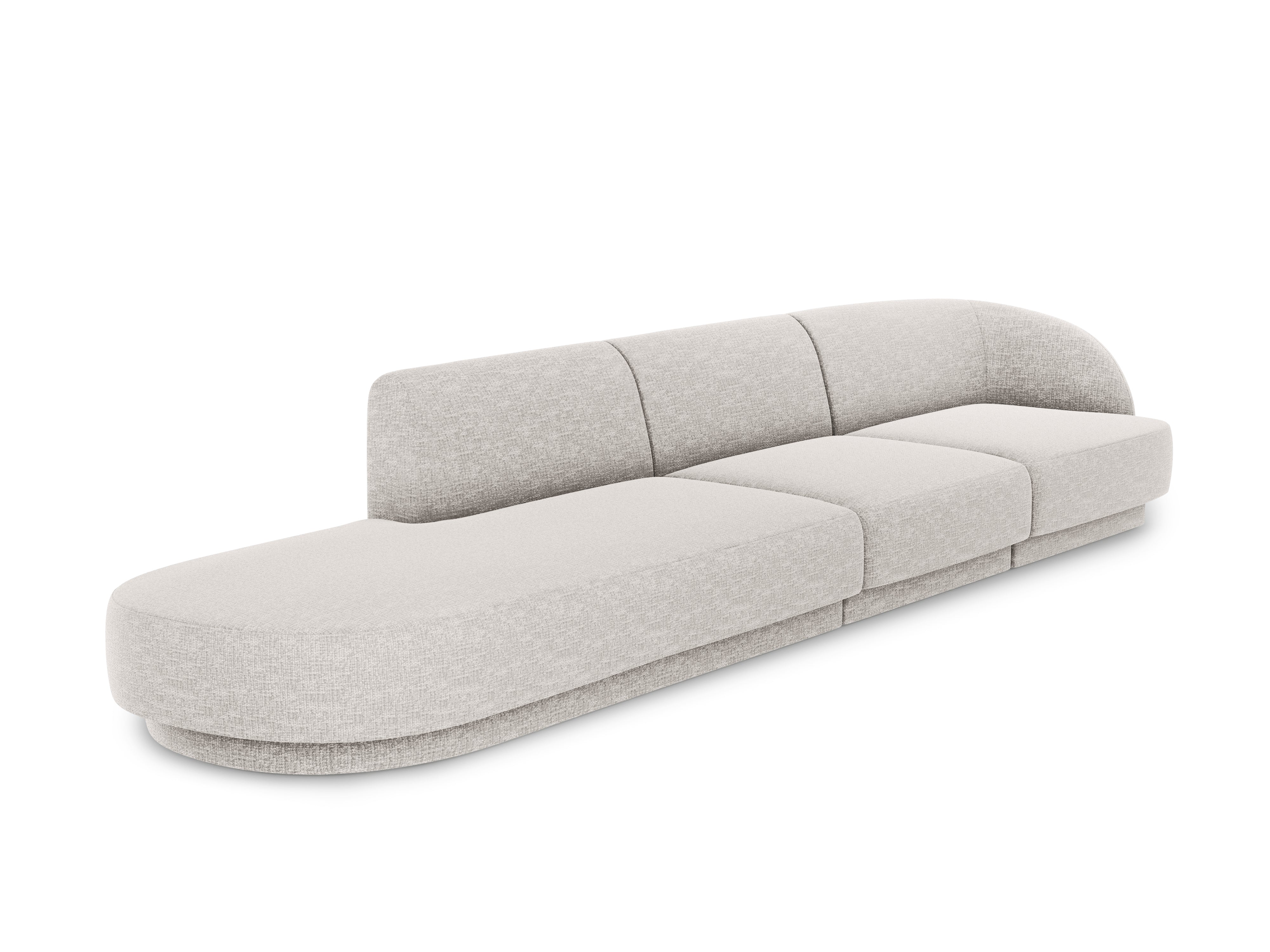 Sofa lewostronna 4-osobowa w tkaninie szenilowej otwarta MILEY jasnoszary Micadoni Eye on Design