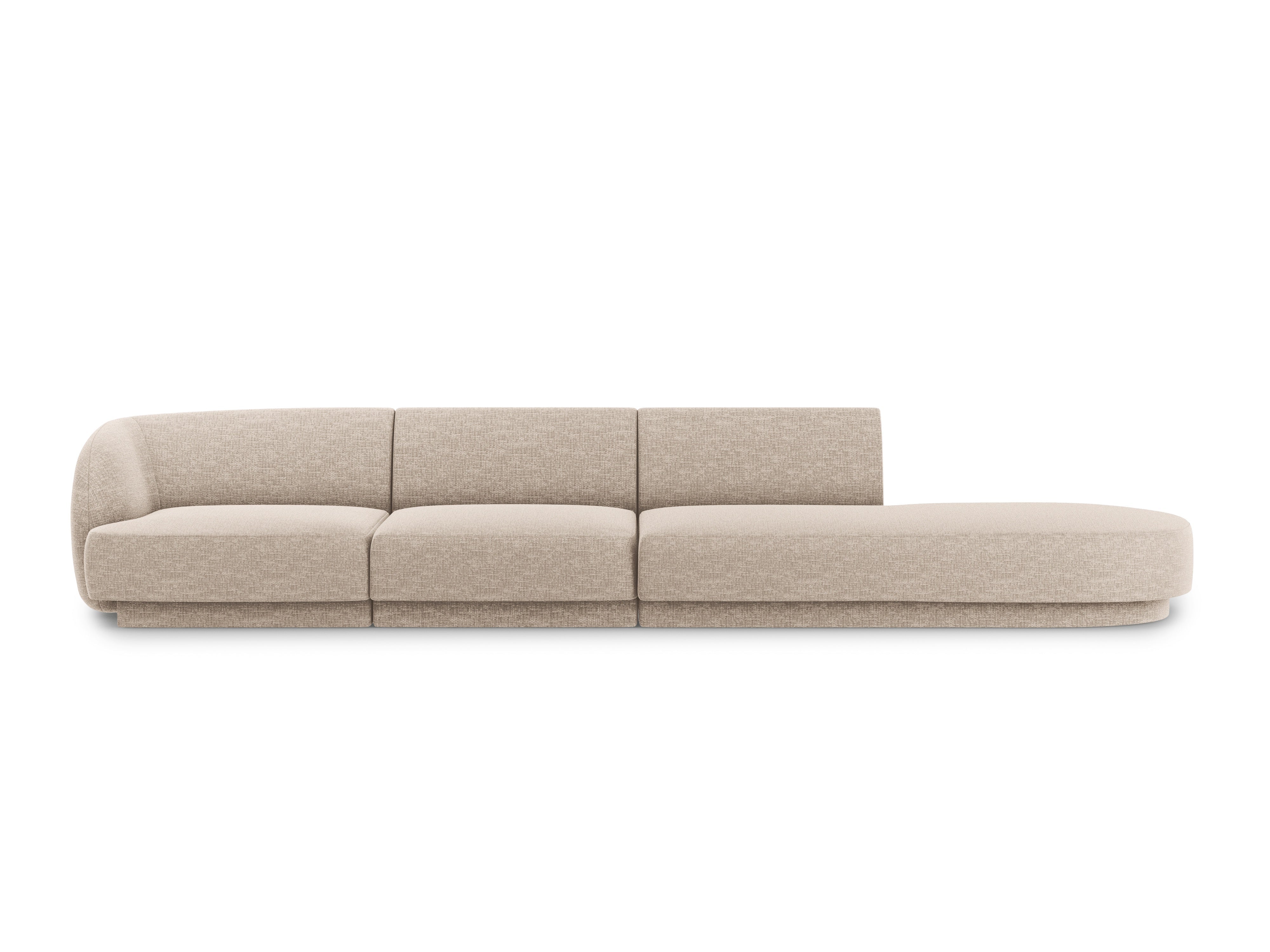 Open right-sided 4-seater sofa MILEY beige chenille