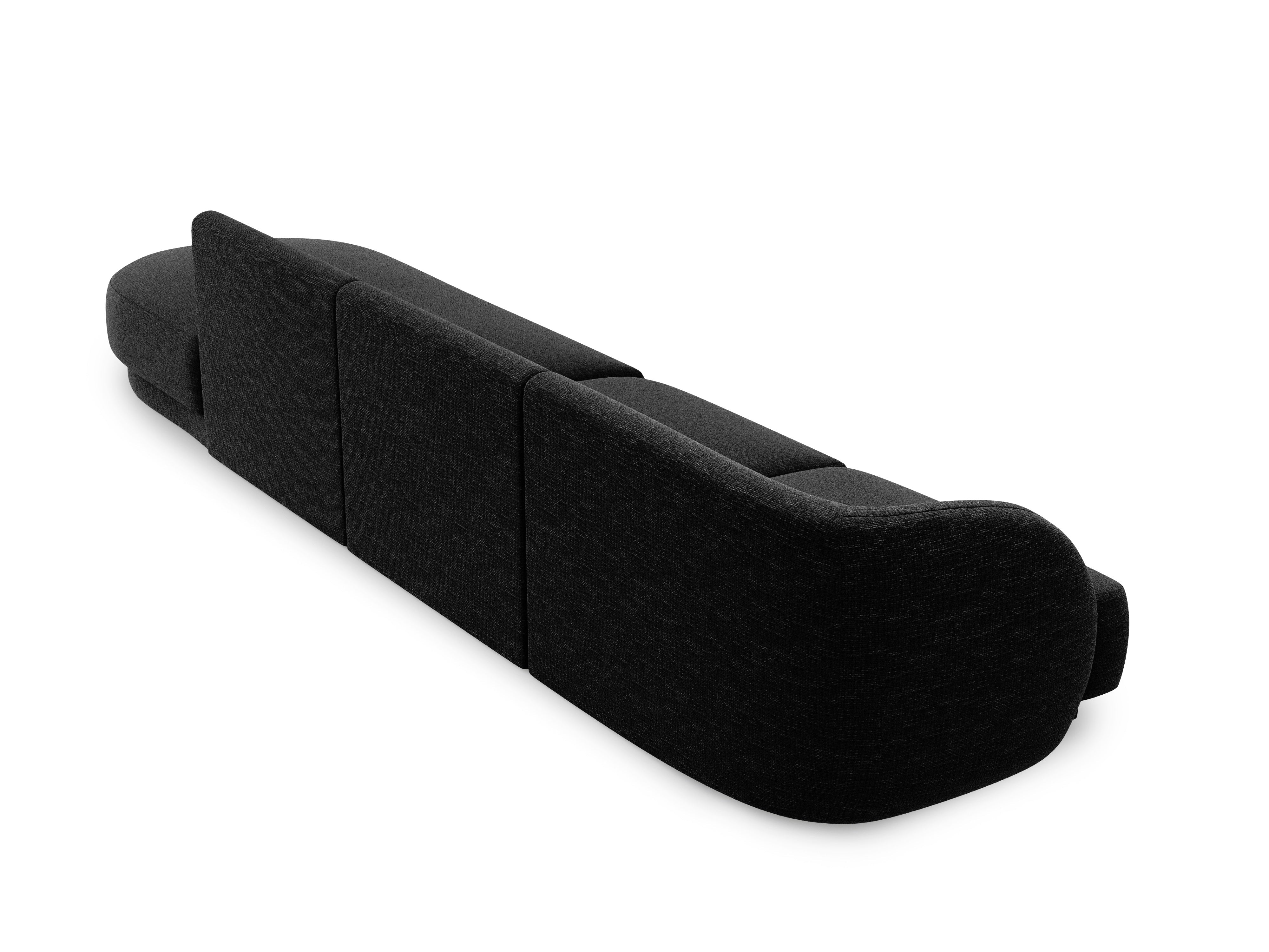 Pohovka otvorená pravostranná 4-miestna otvorená MILEY čierny šenil