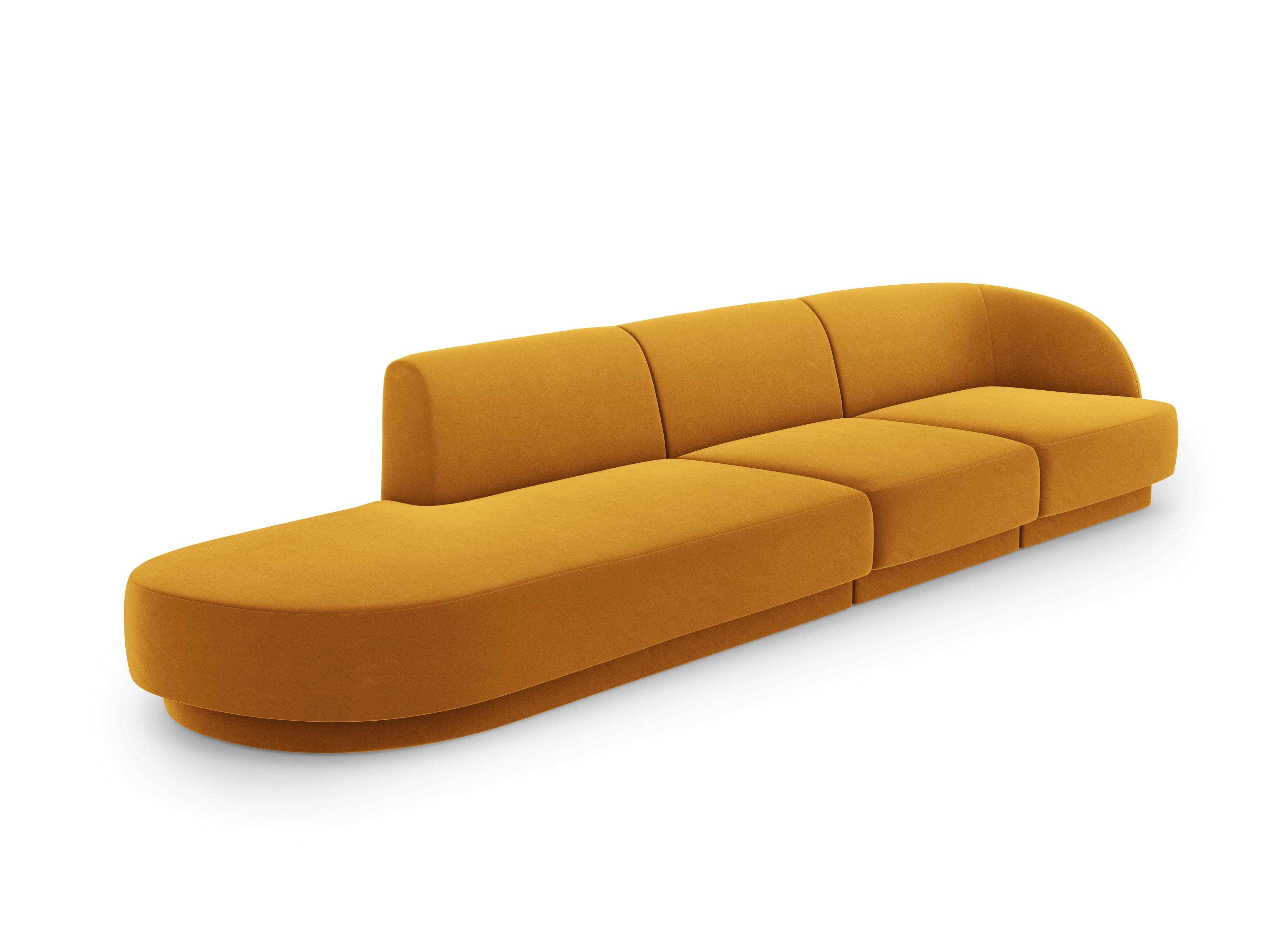 Sofa aksamitna lewostronna 4-osobowa otwarta MILEY żółty Micadoni Eye on Design