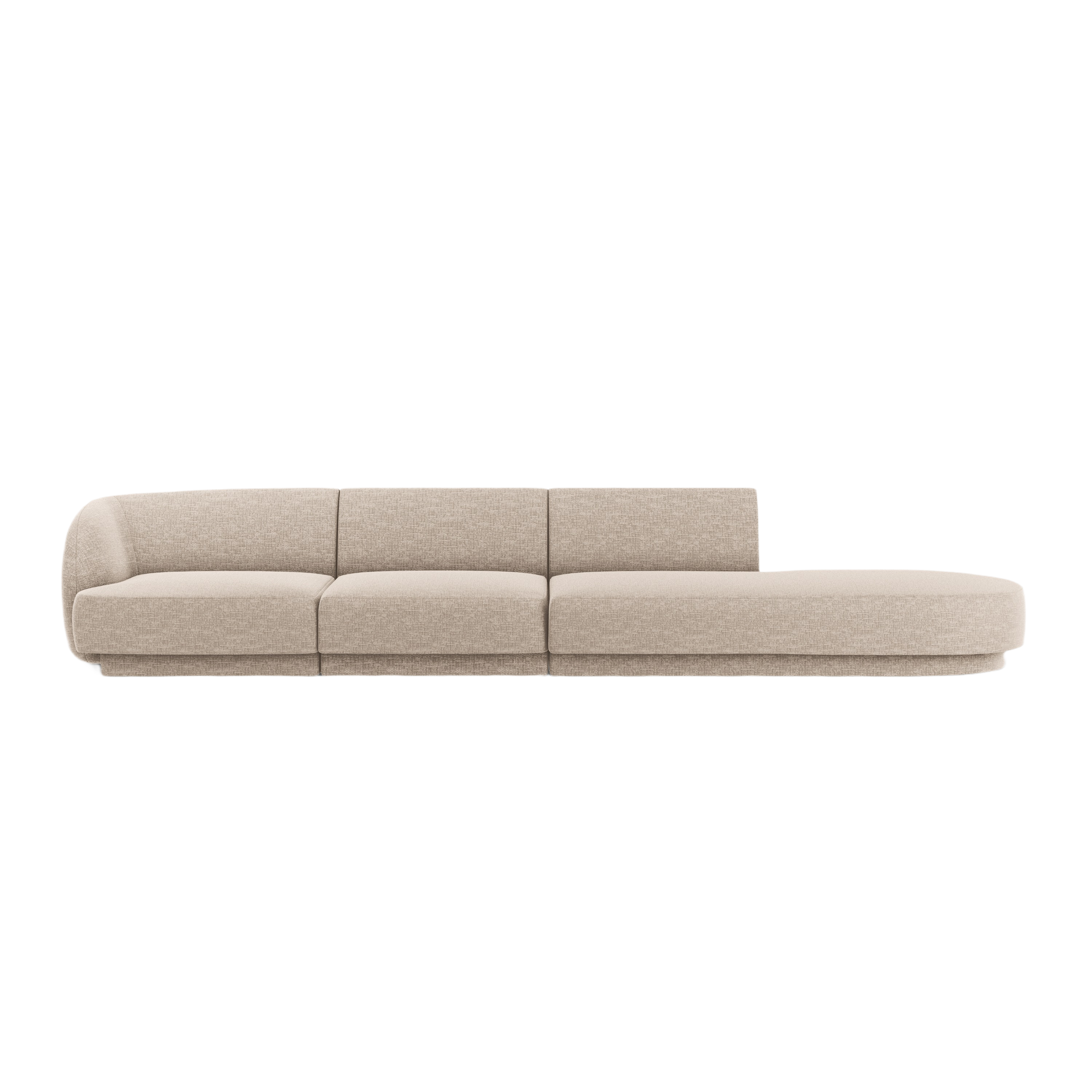 Right-facing 4-seater open sofa MILEY beige chenille silky