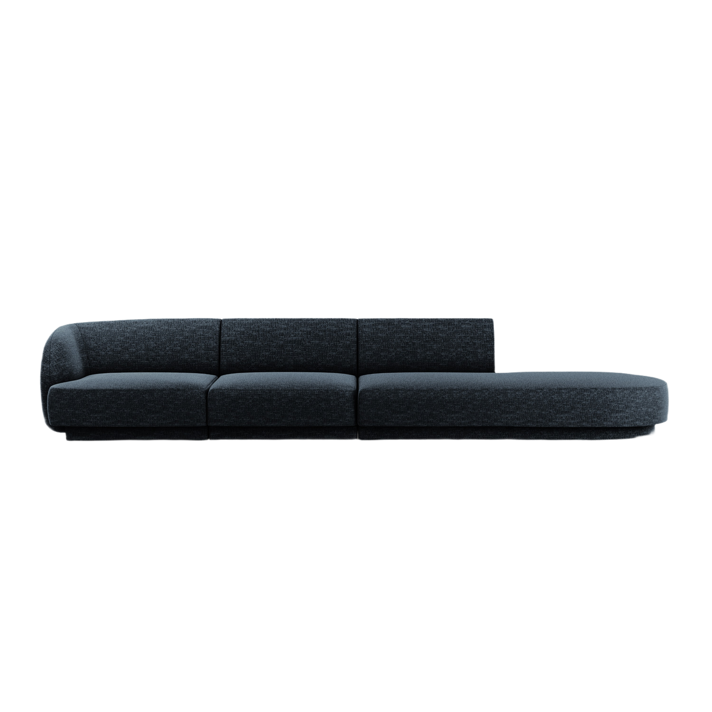 Right-facing 4-seater open sofa MILEY navy blue silky chenille