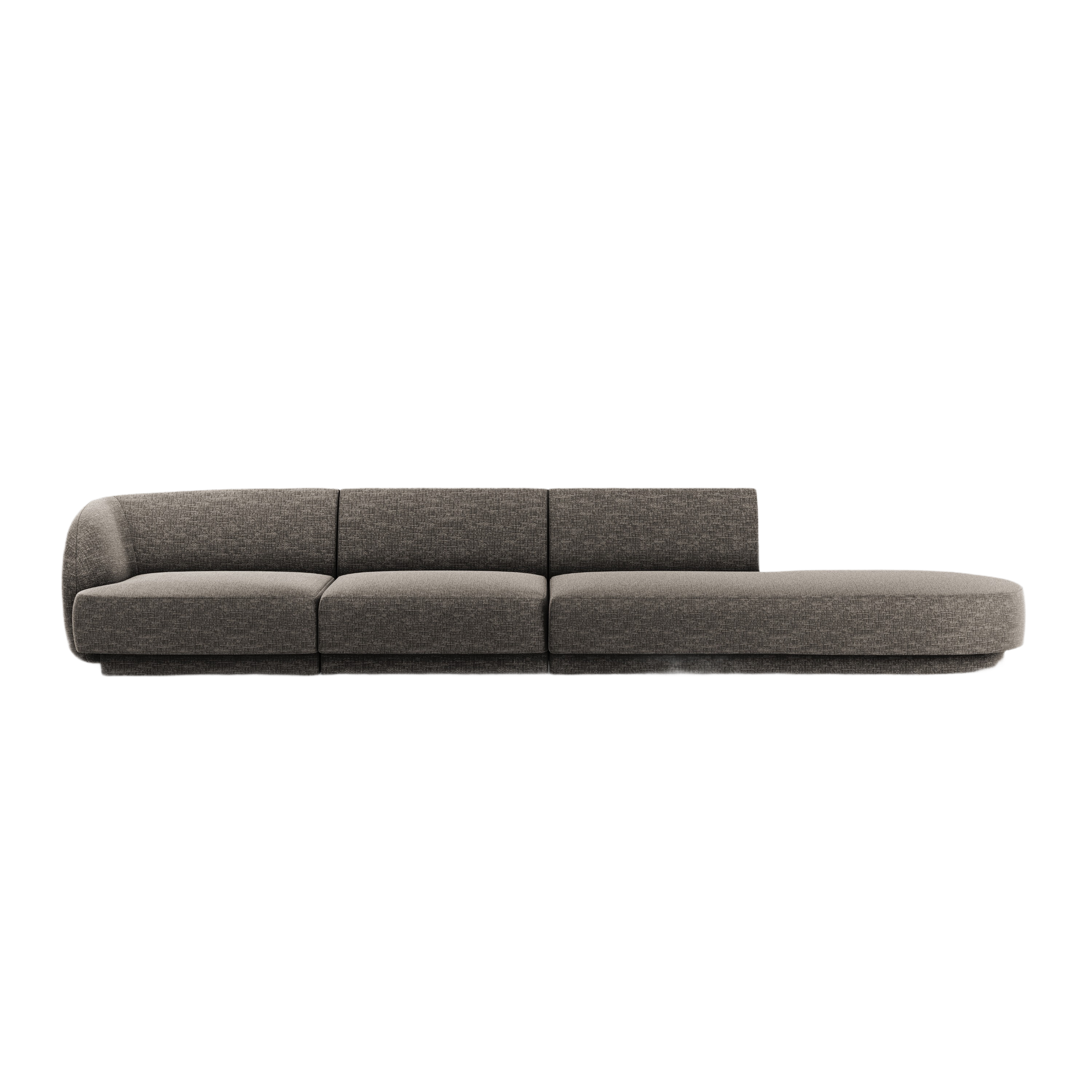 Right-facing 4-seater open sofa MILEY gray chenille silky