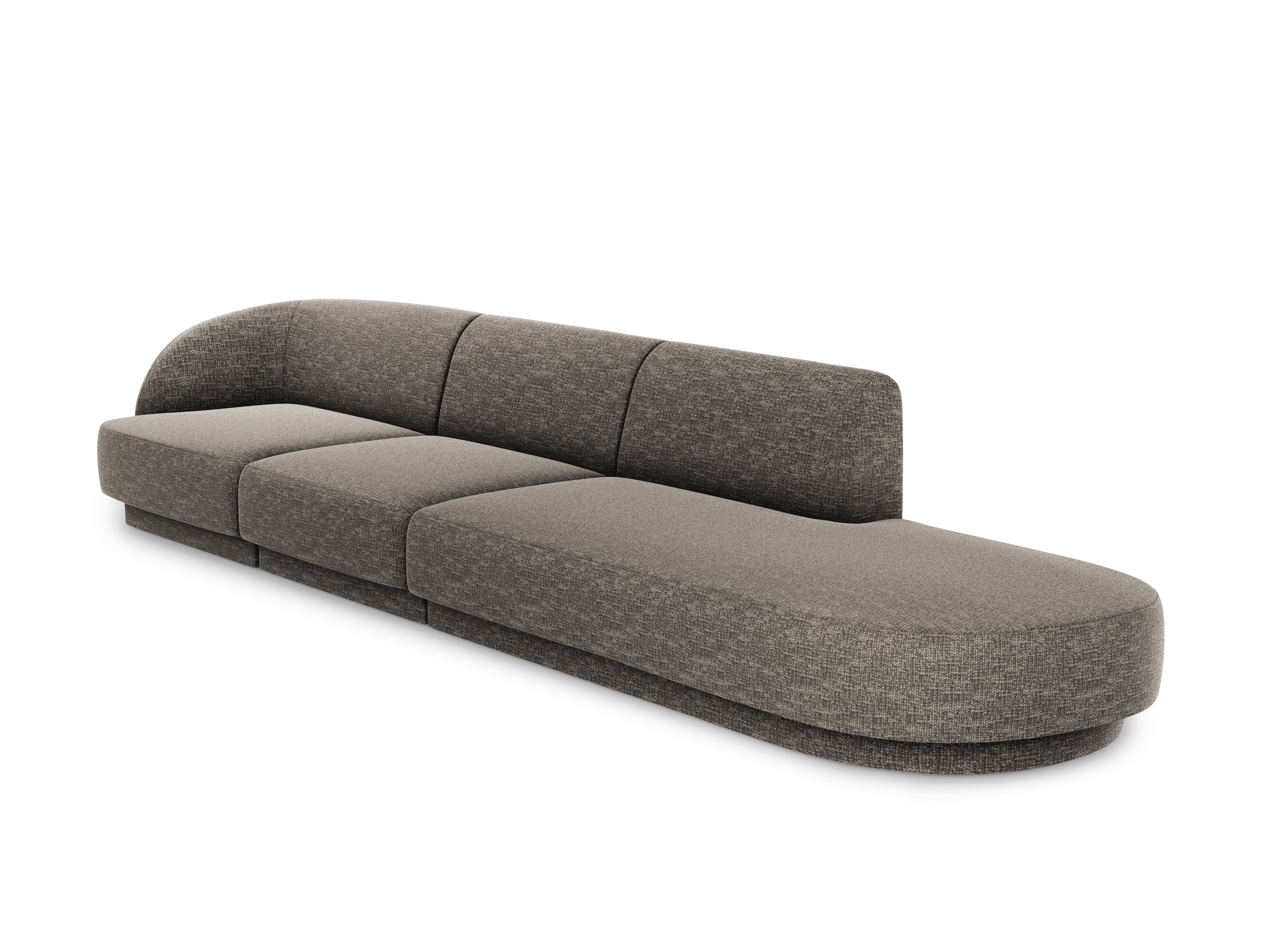 Sofa prawostronna 4-osobowa w tkaninie szenilowej otwarta MILEY szary Micadoni Eye on Design