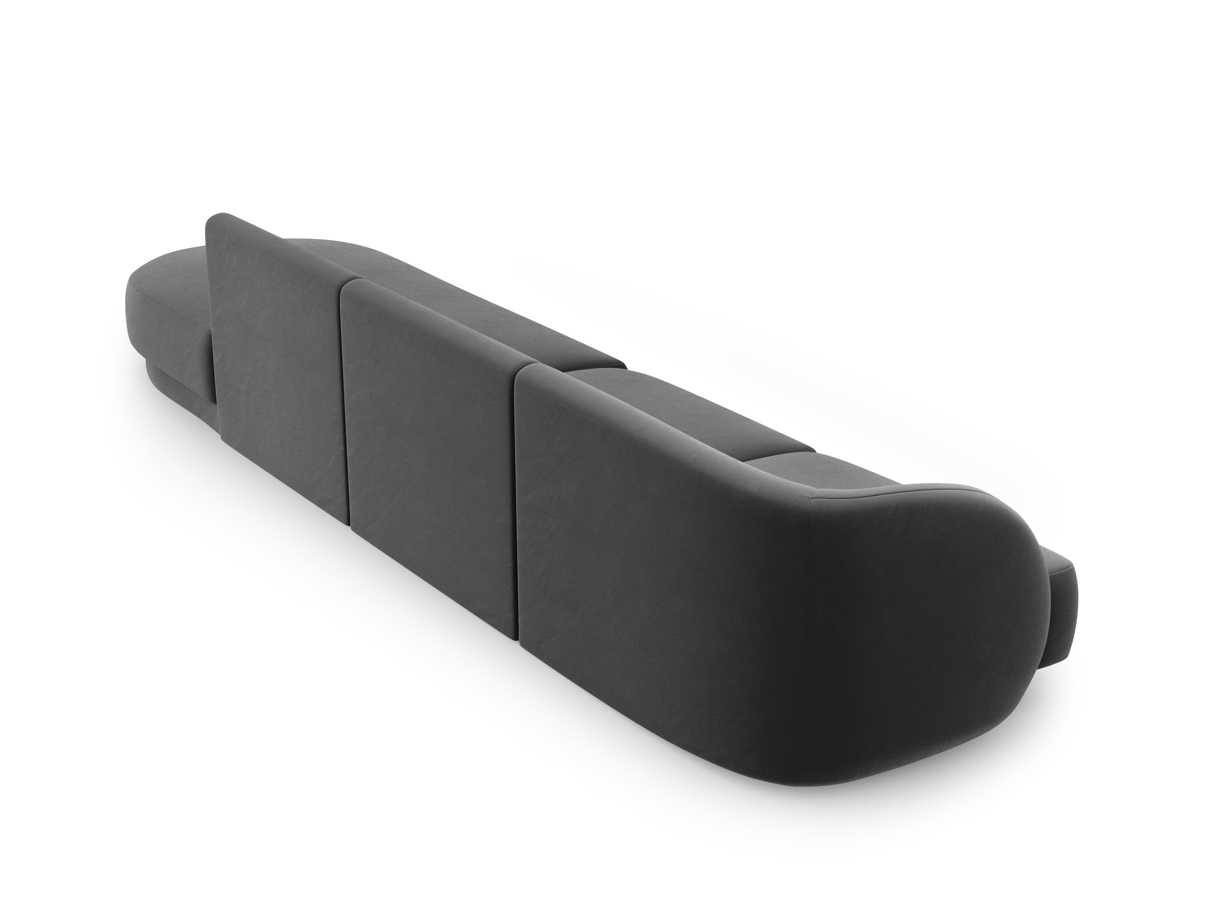 Sofa aksamitna prawostronna 4-osobowa otwarta MILEY ciemnoszary Micadoni Eye on Design