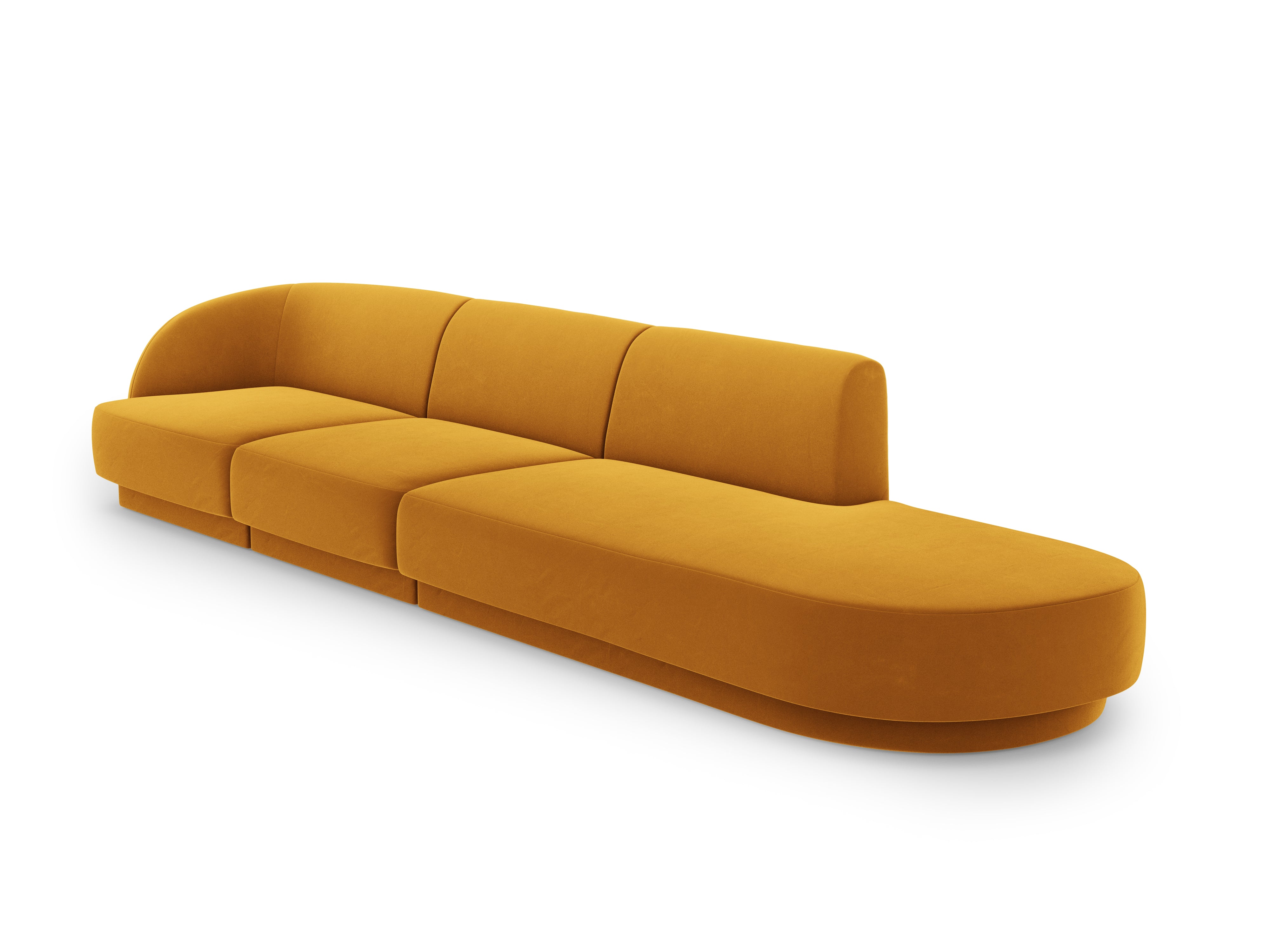 Sofa aksamitna prawostronna 4-osobowa otwarta MILEY żółty Micadoni Eye on Design