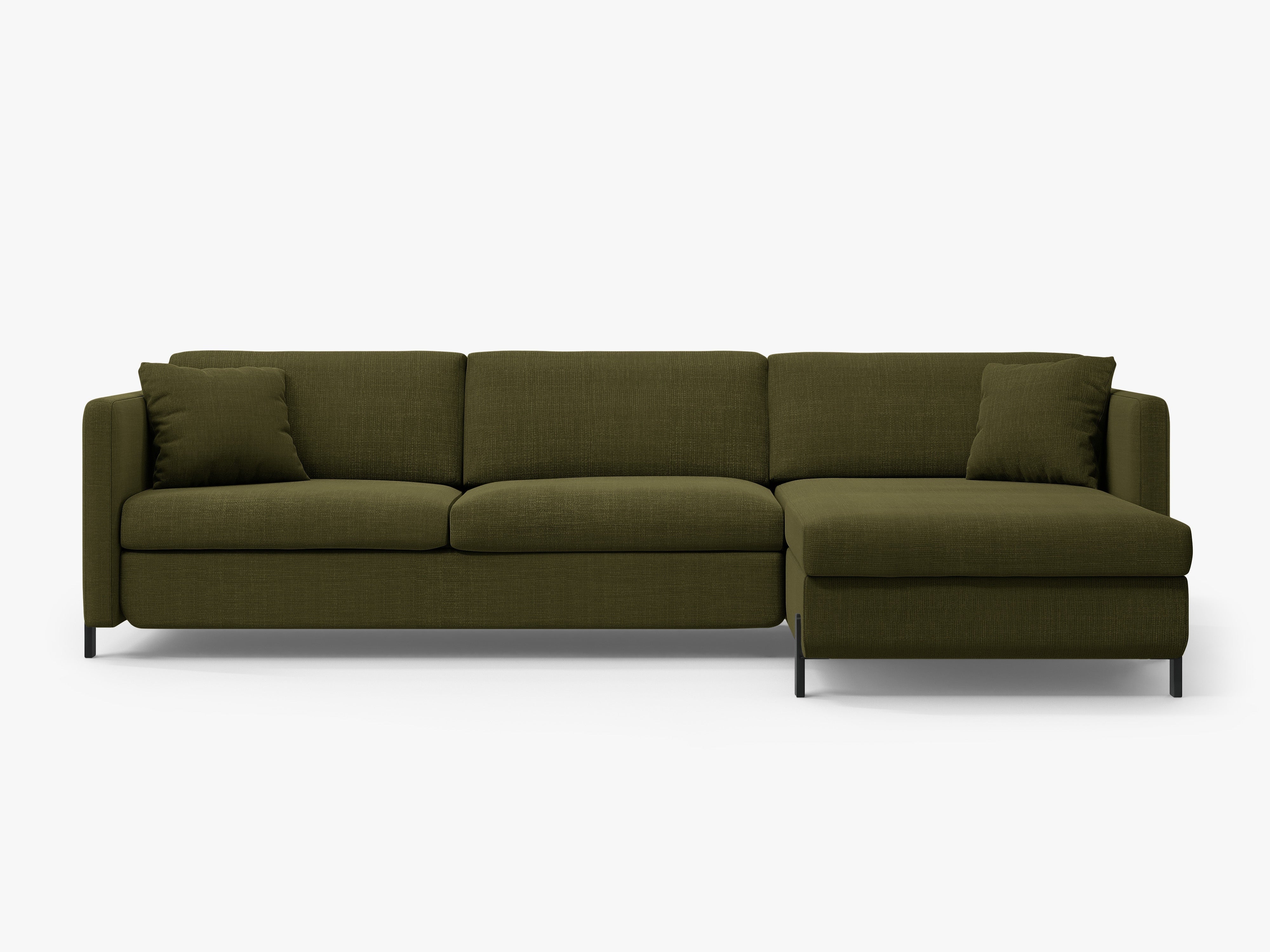 Right-sided corner sofa bed GLORIA green chenille