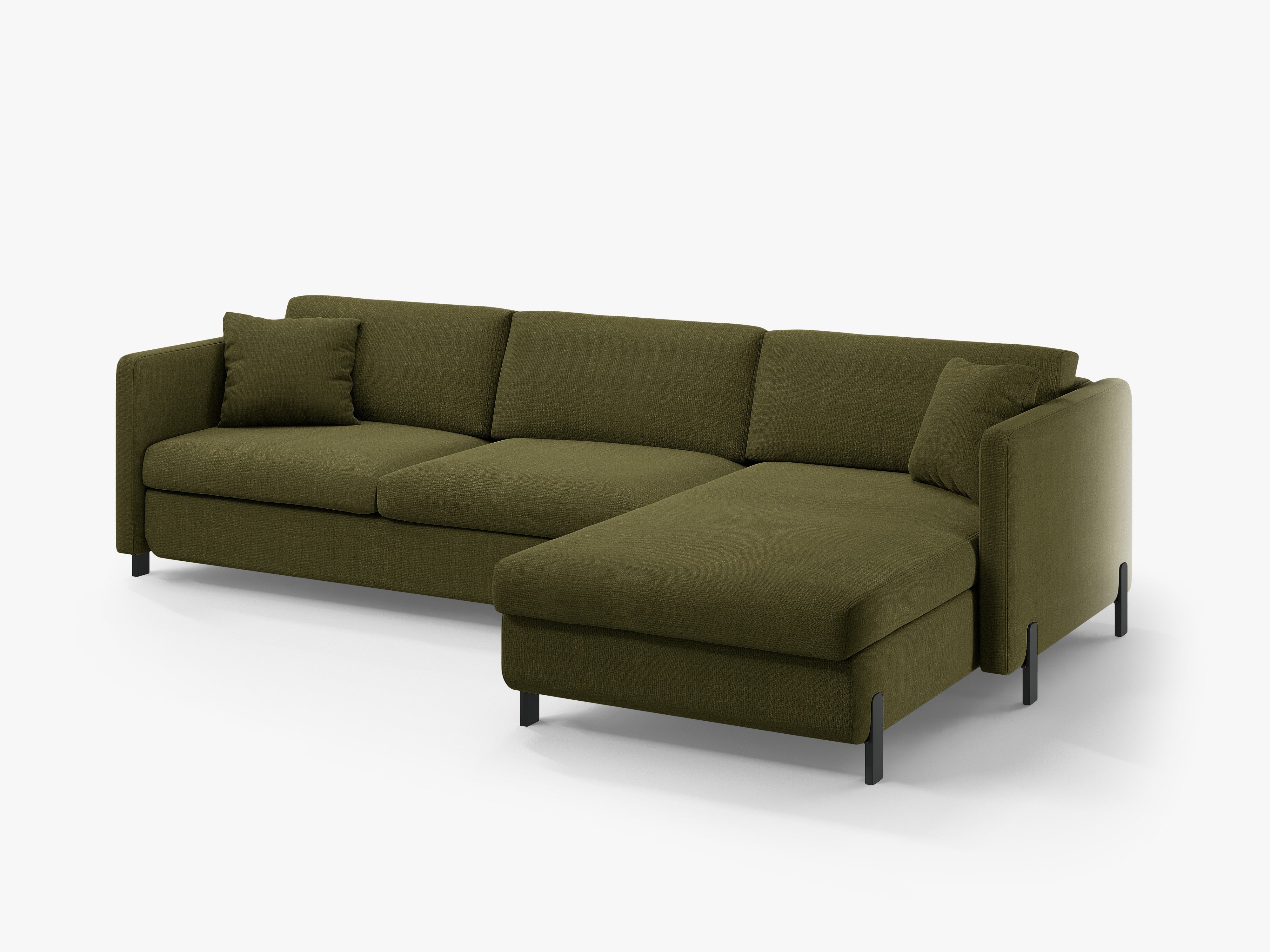 Right-sided corner sofa bed GLORIA green chenille