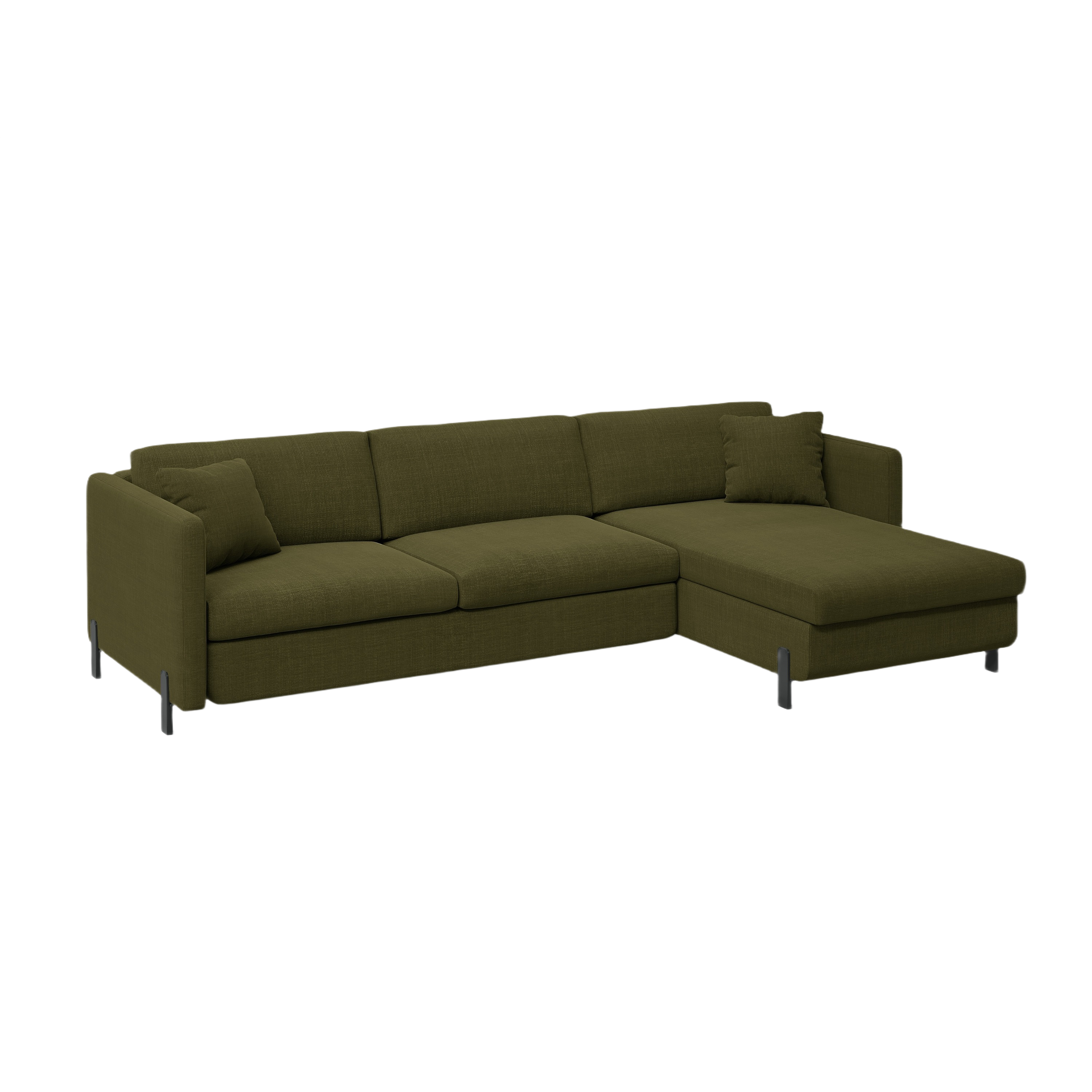Right-sided corner sofa bed GLORIA green chenille