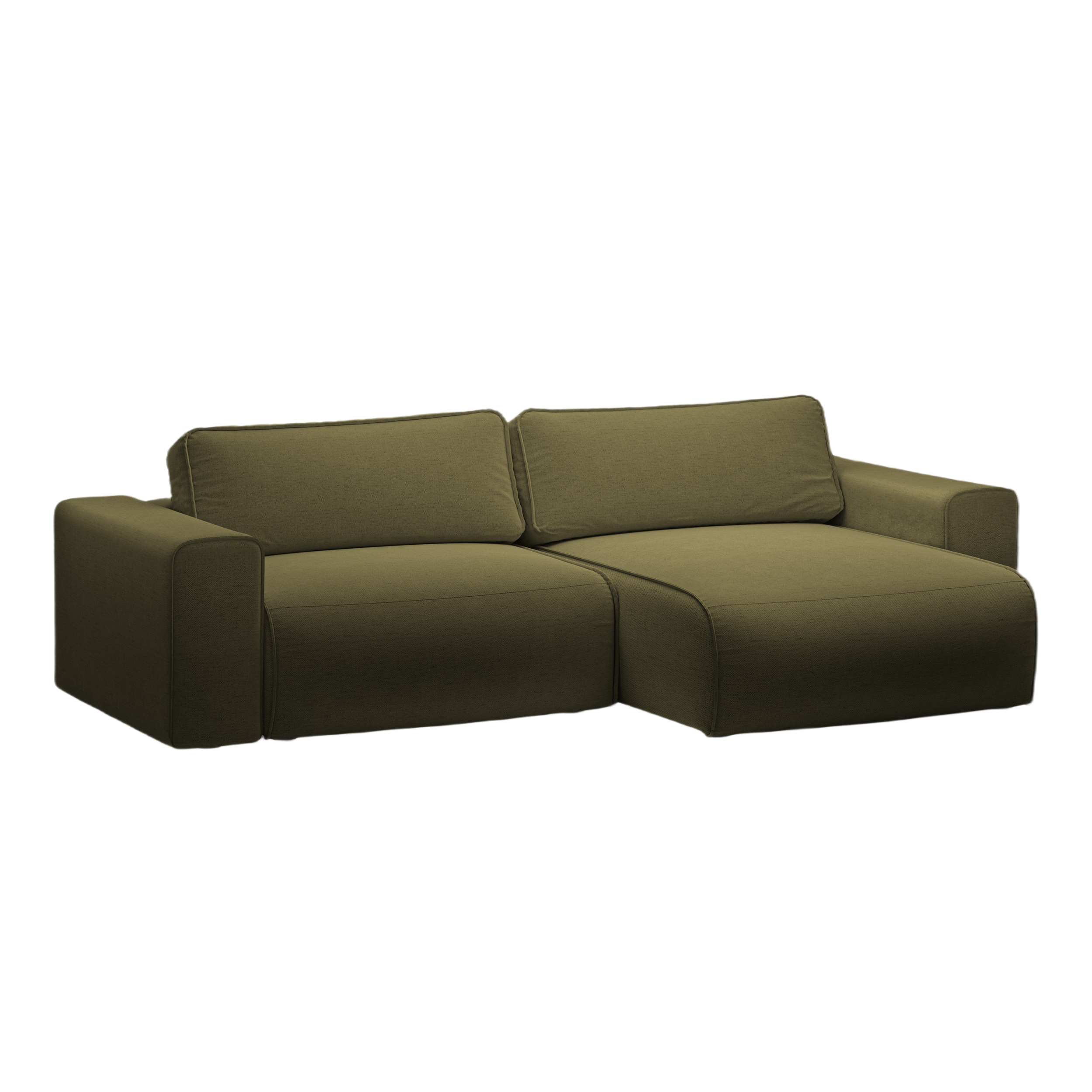 Right-facing 3-seater sofa bed VICTOR green chenille
