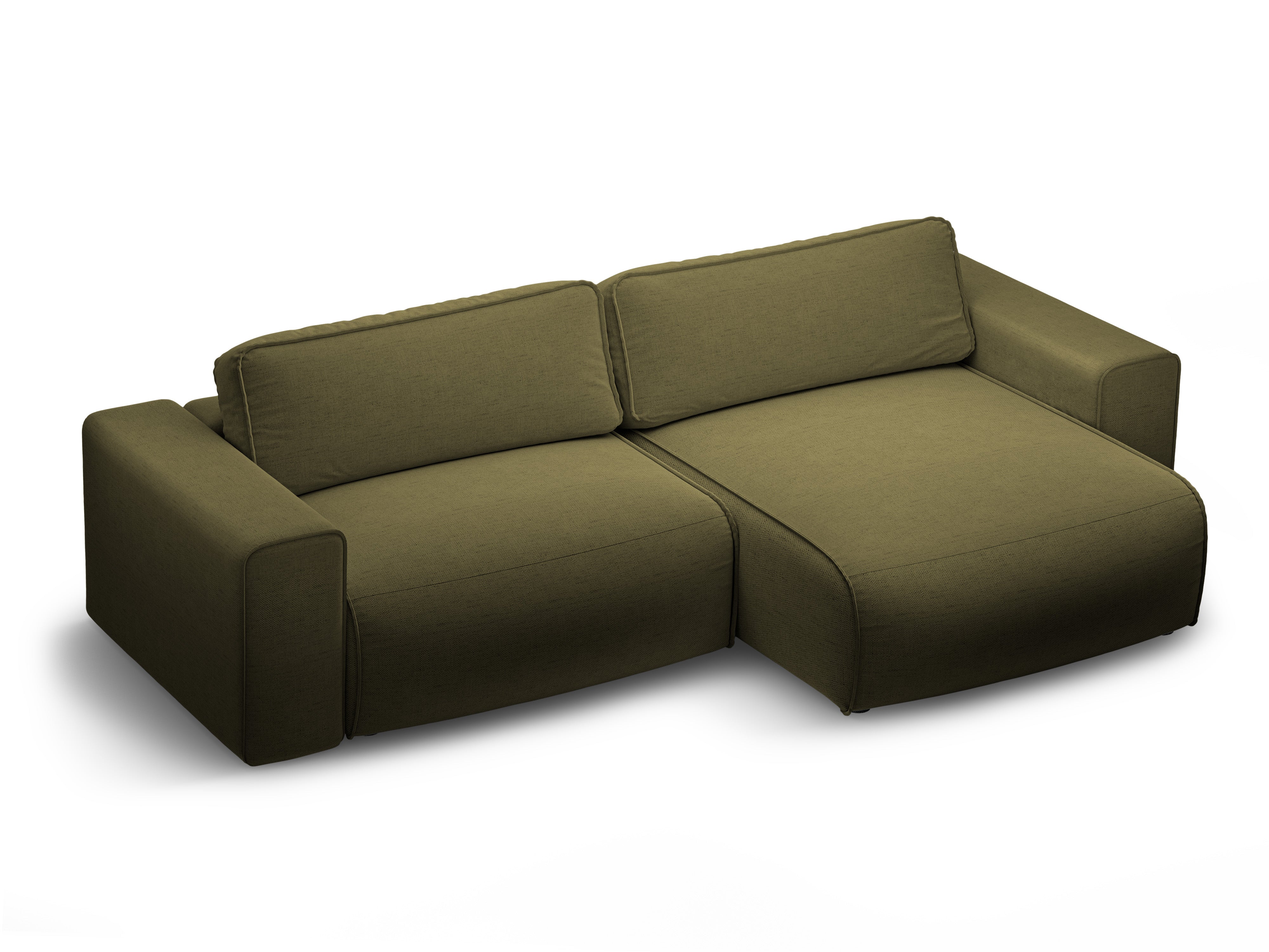 Right-facing 3-seater sofa bed VICTOR green chenille