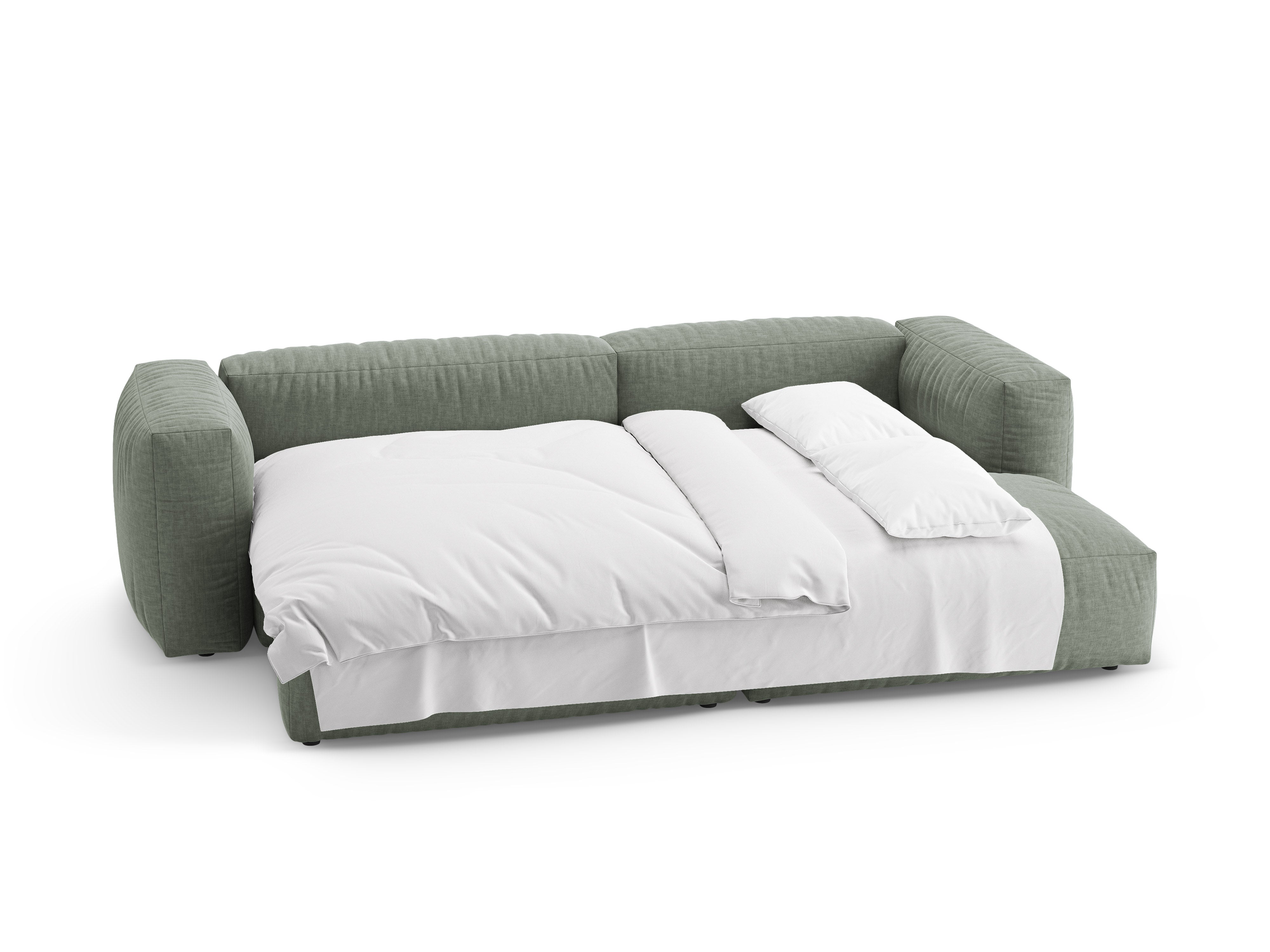 Right-facing corner sofa bed MARTINA moss green