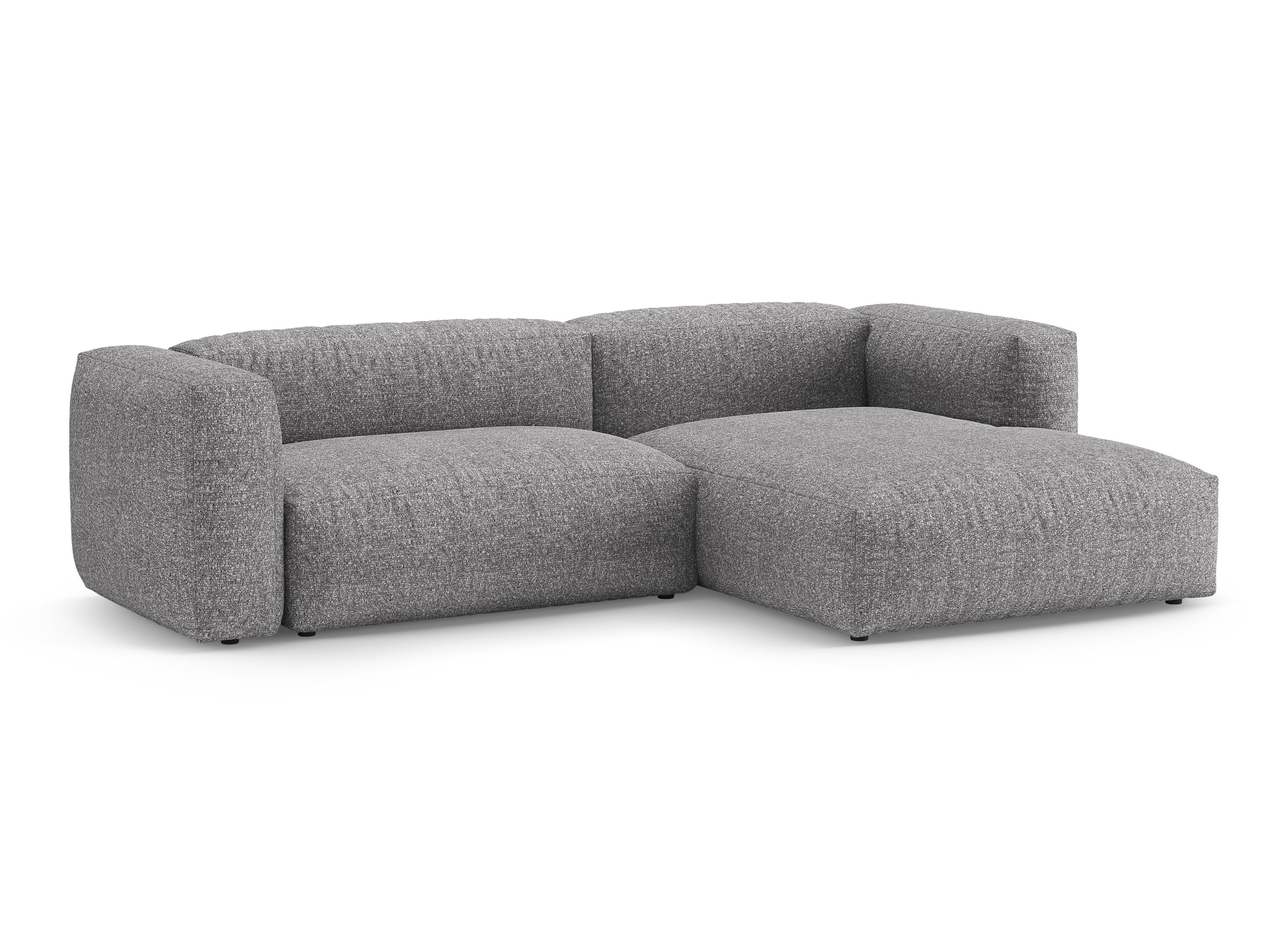 Right-facing corner sofa bed MARTINA in graphite boucle