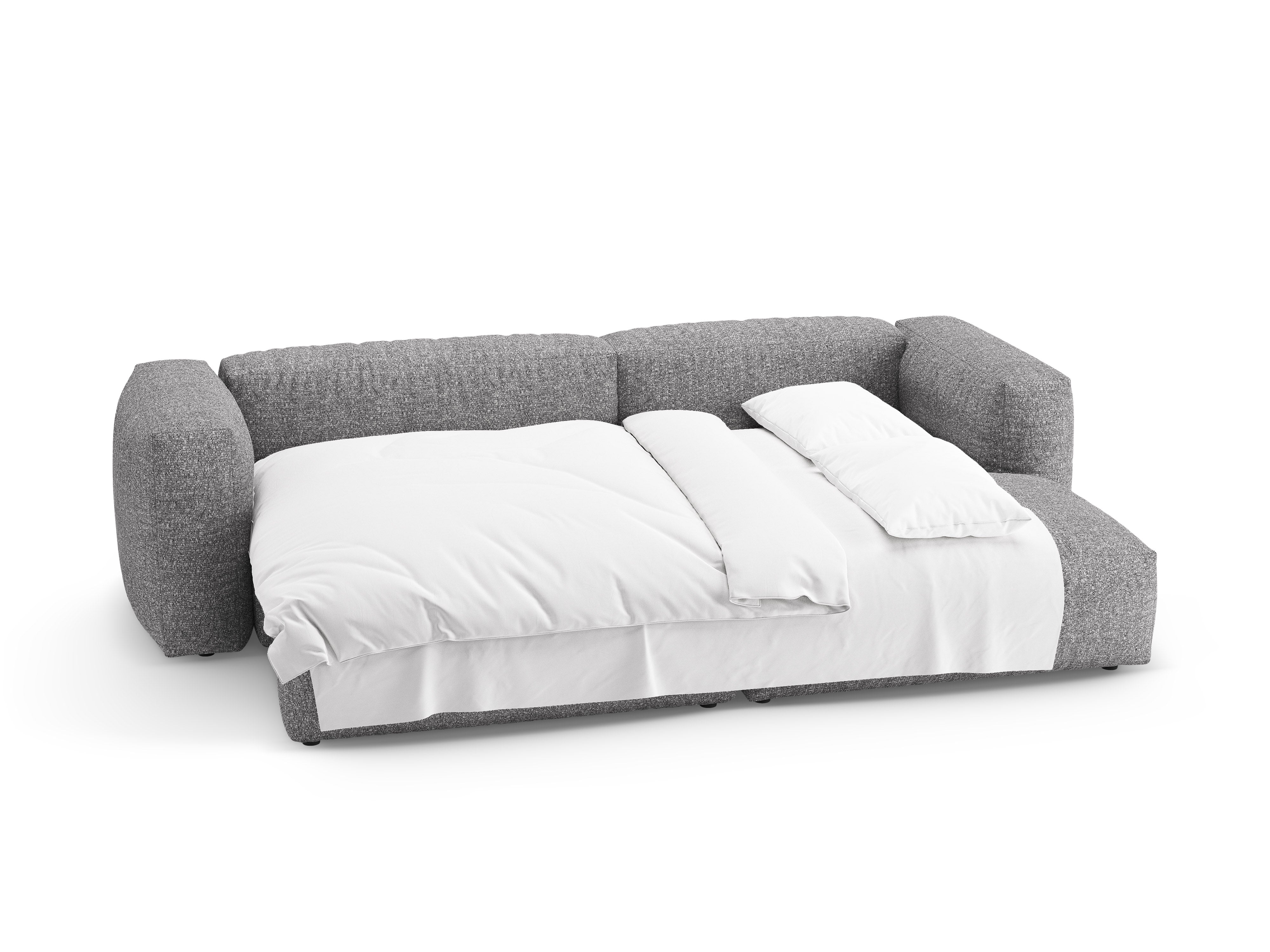 Right-facing corner sofa bed MARTINA in graphite boucle