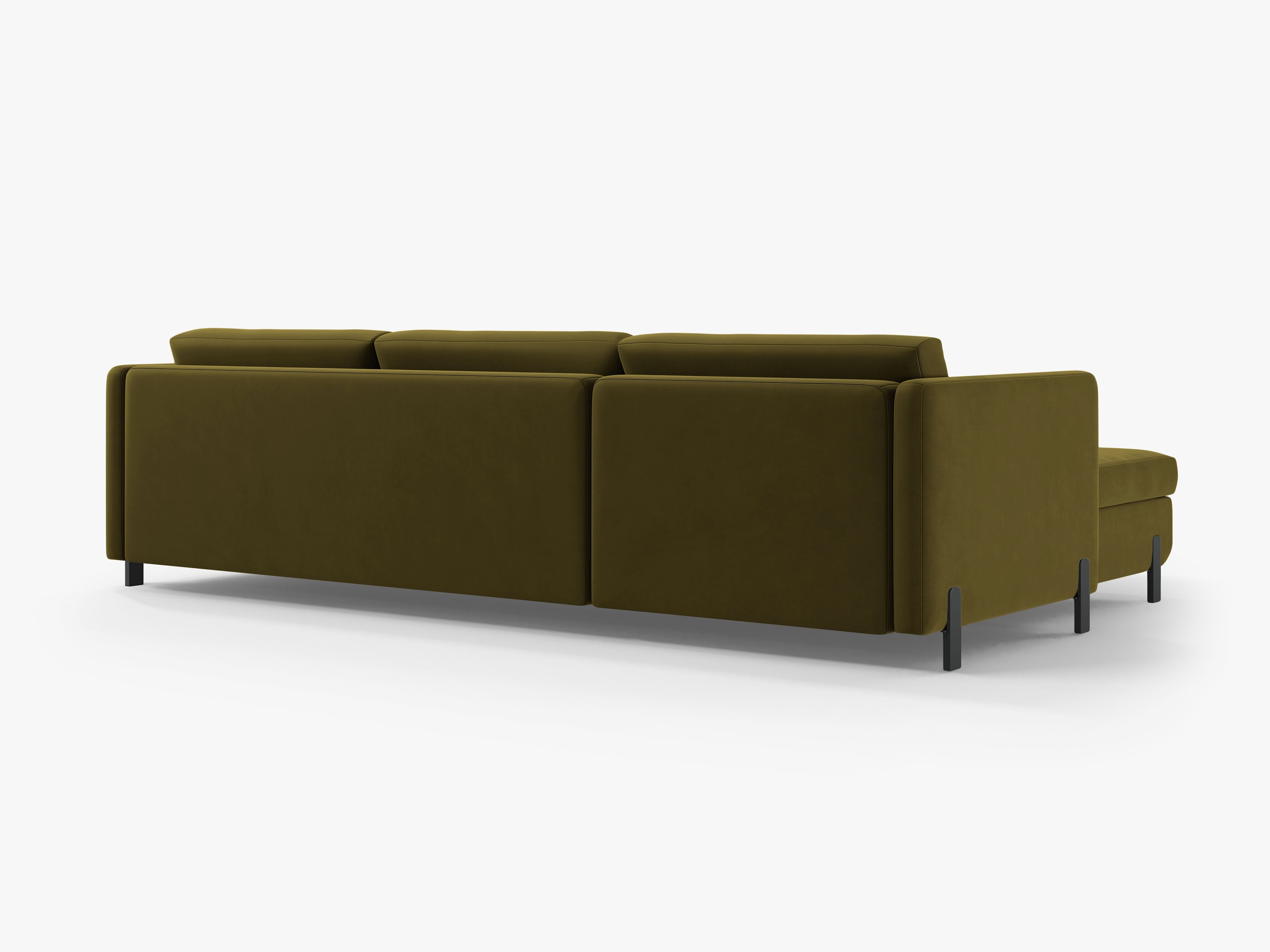 Right-facing velvet corner sofa with sleeping function GLORIA green