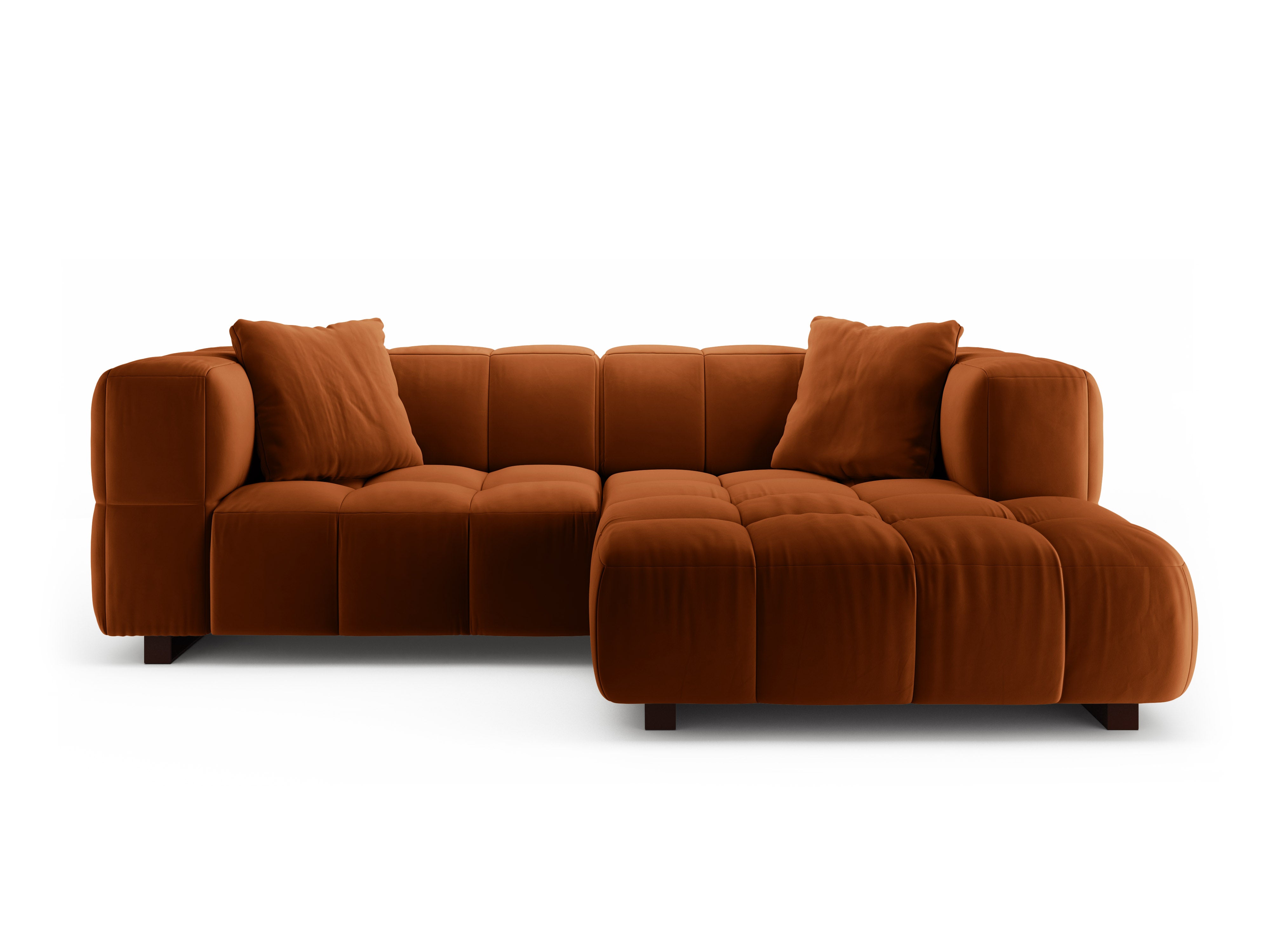 Velvet Right-Hand Corner Sofa Bed PUMA Terracotta