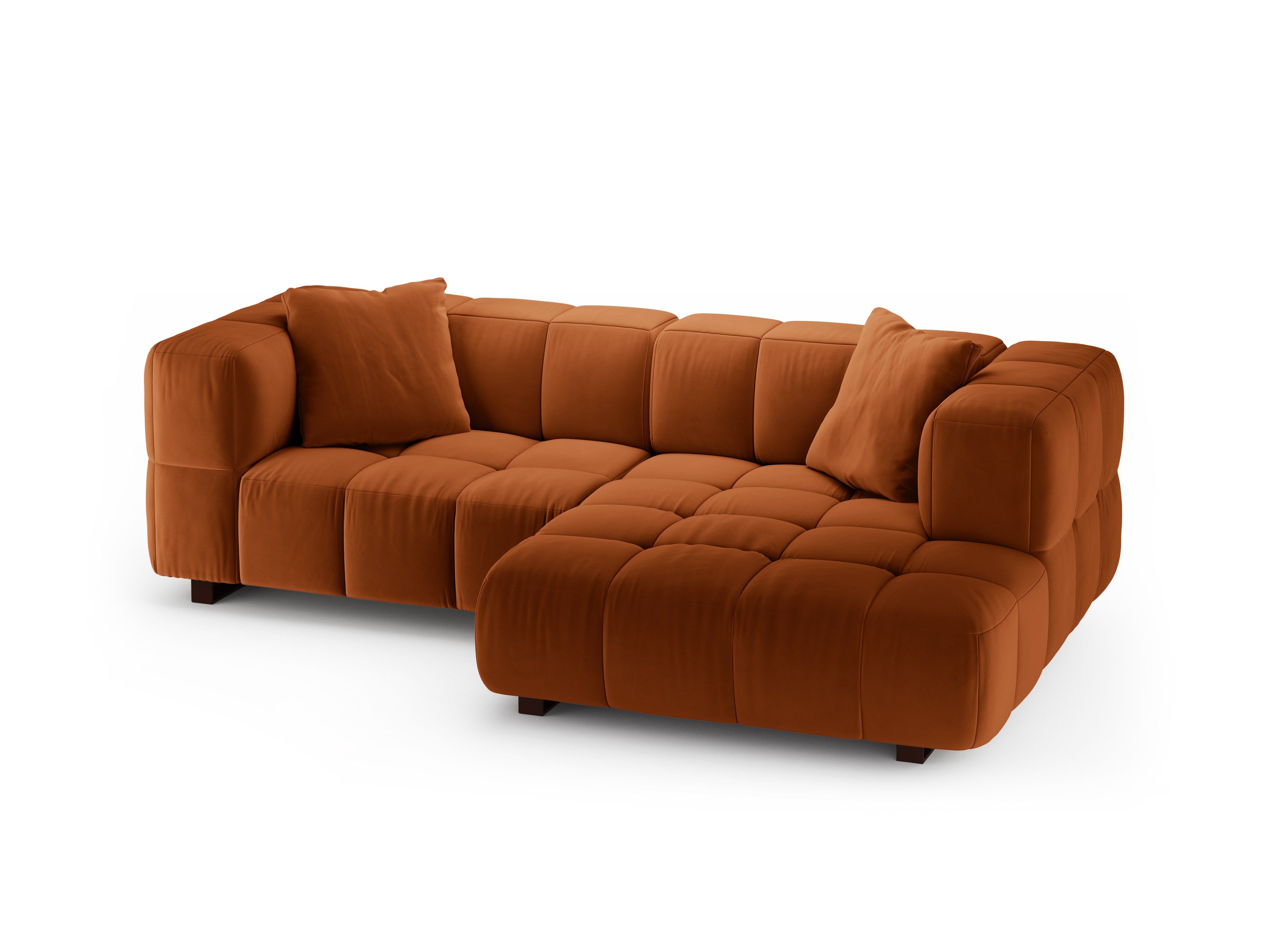 Velvet Right-Hand Corner Sofa Bed PUMA Terracotta
