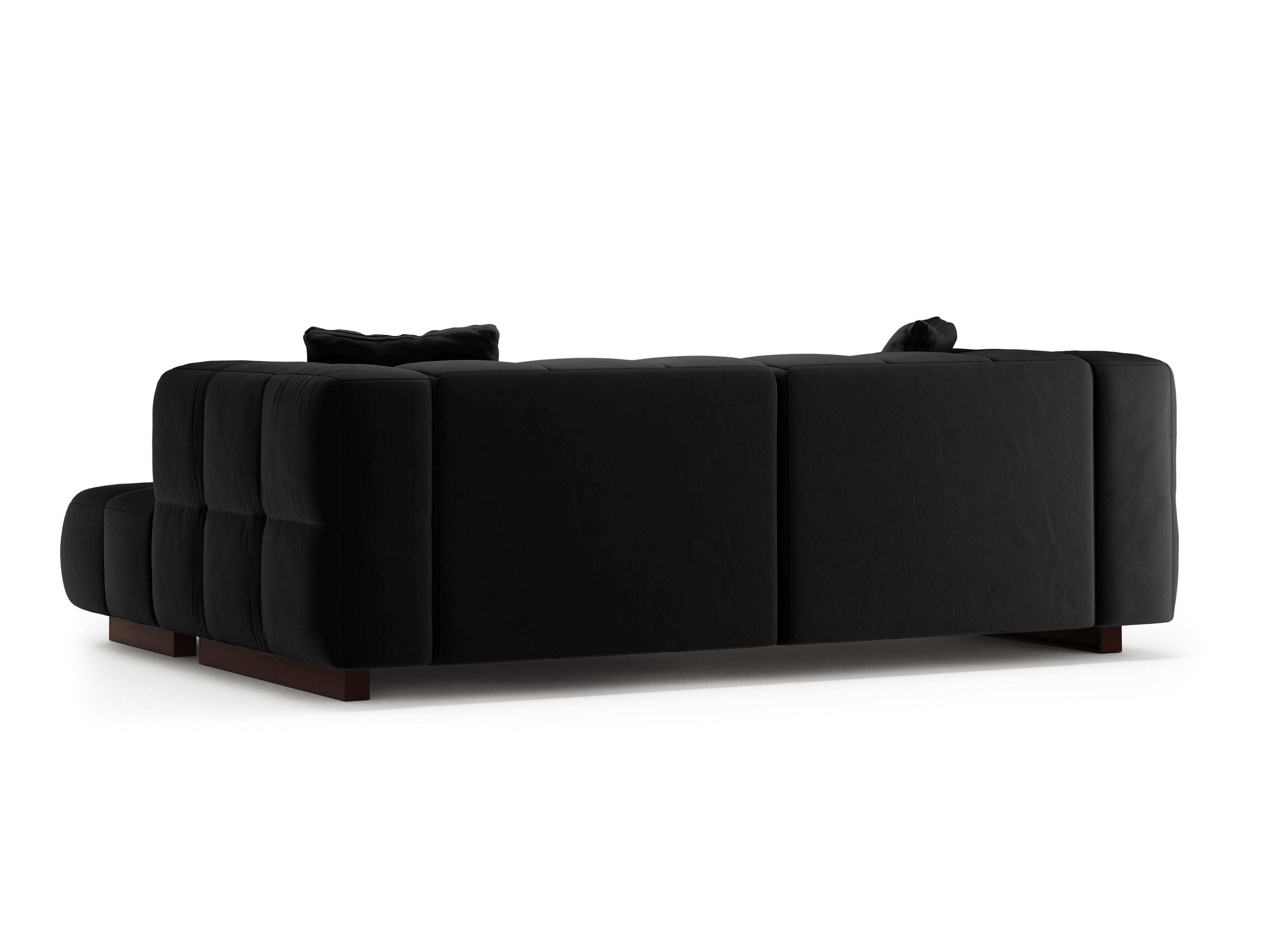 Black velvet right-facing corner sofa bed PUMA