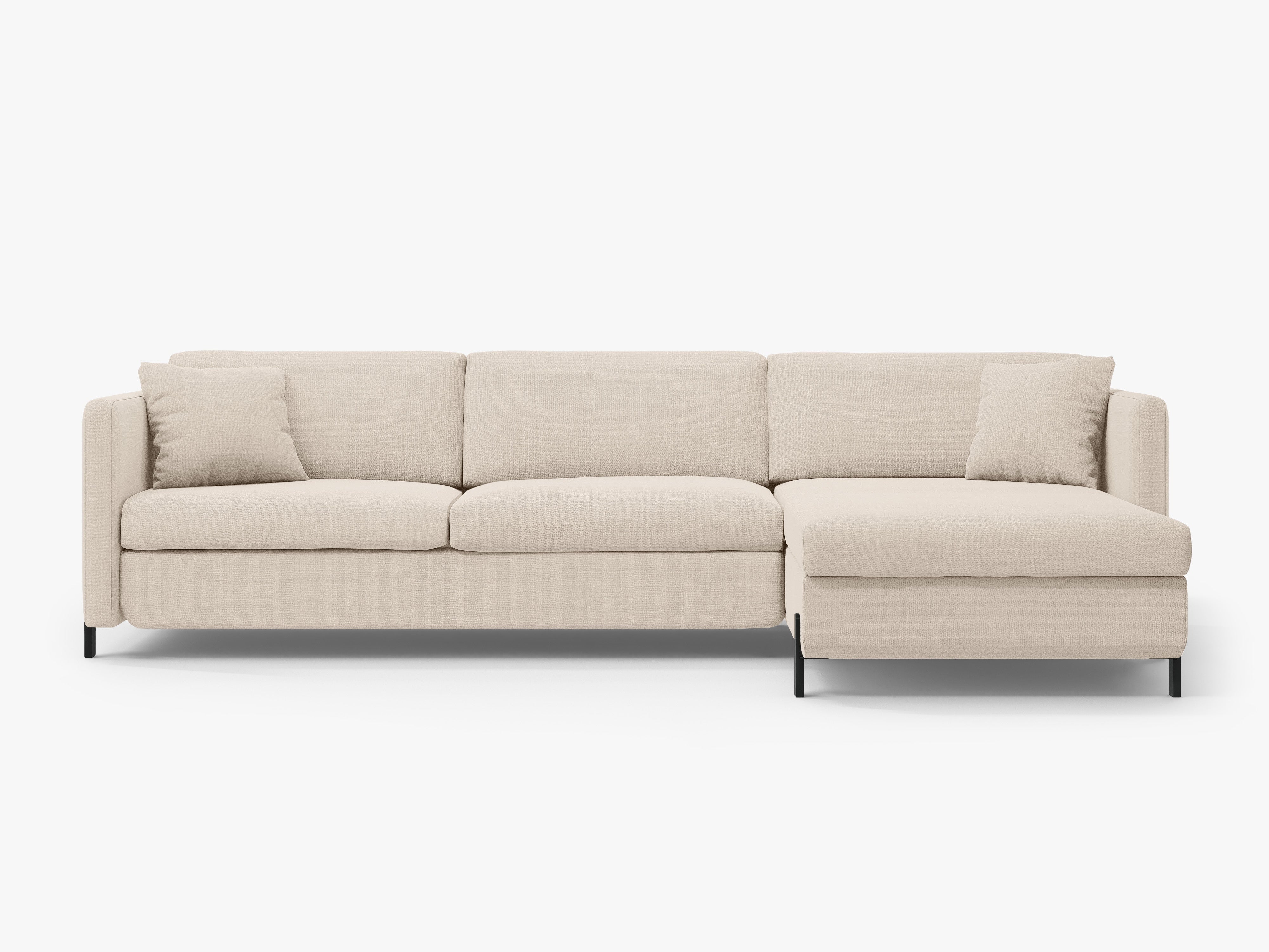Right-sided corner sofa for 4 people with sleeping function GLORIA beige chenille