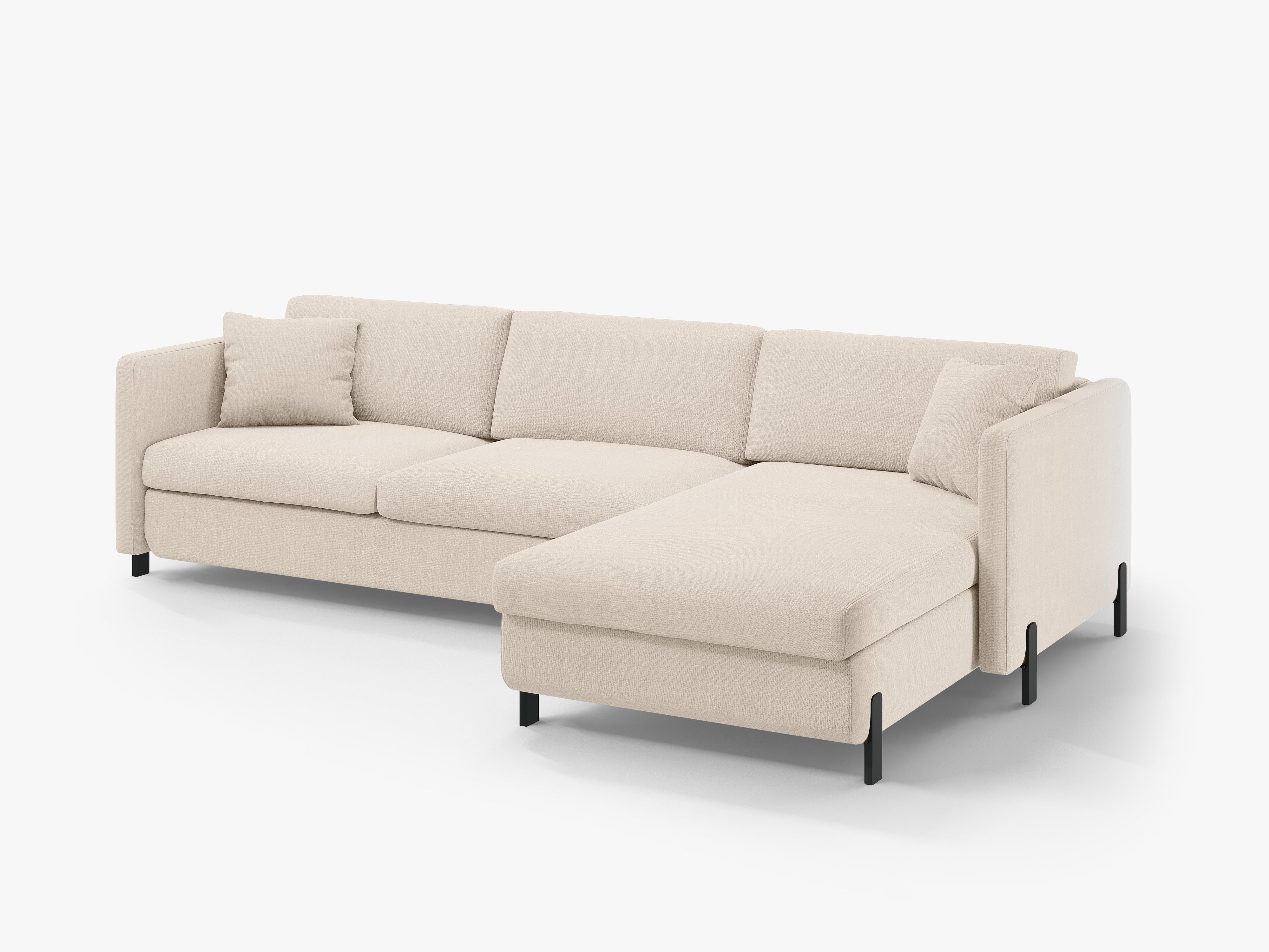 Right-sided corner sofa for 4 people with sleeping function GLORIA beige chenille