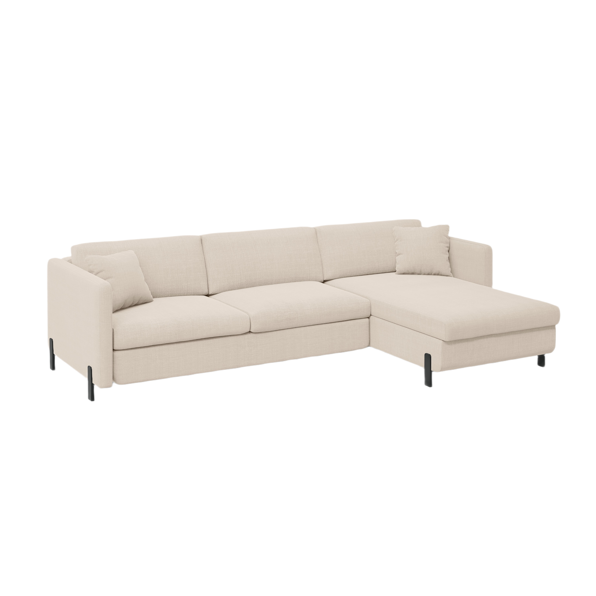 Right-sided corner sofa for 4 people with sleeping function GLORIA beige chenille