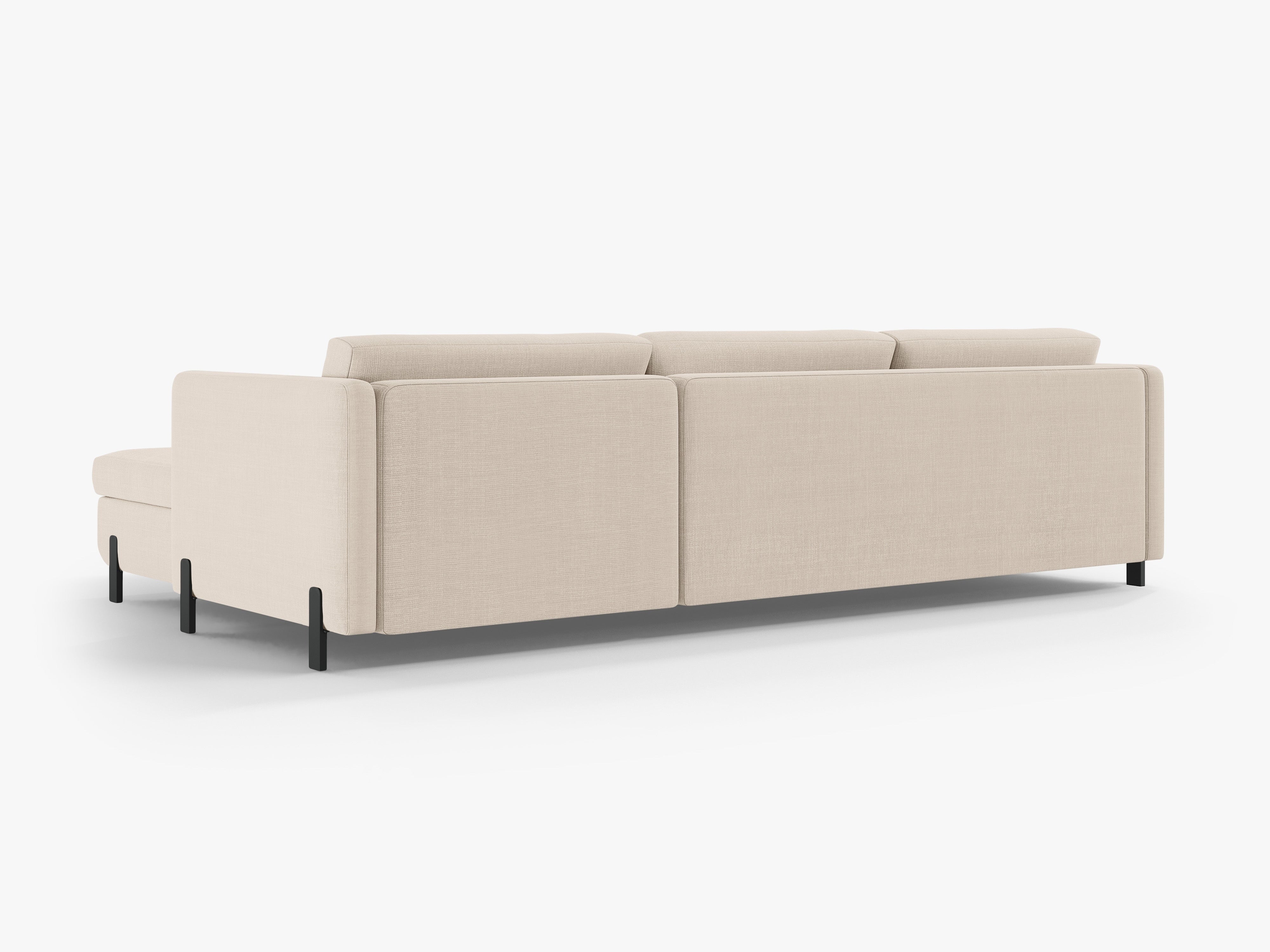 Right-sided corner sofa for 4 people with sleeping function GLORIA beige chenille