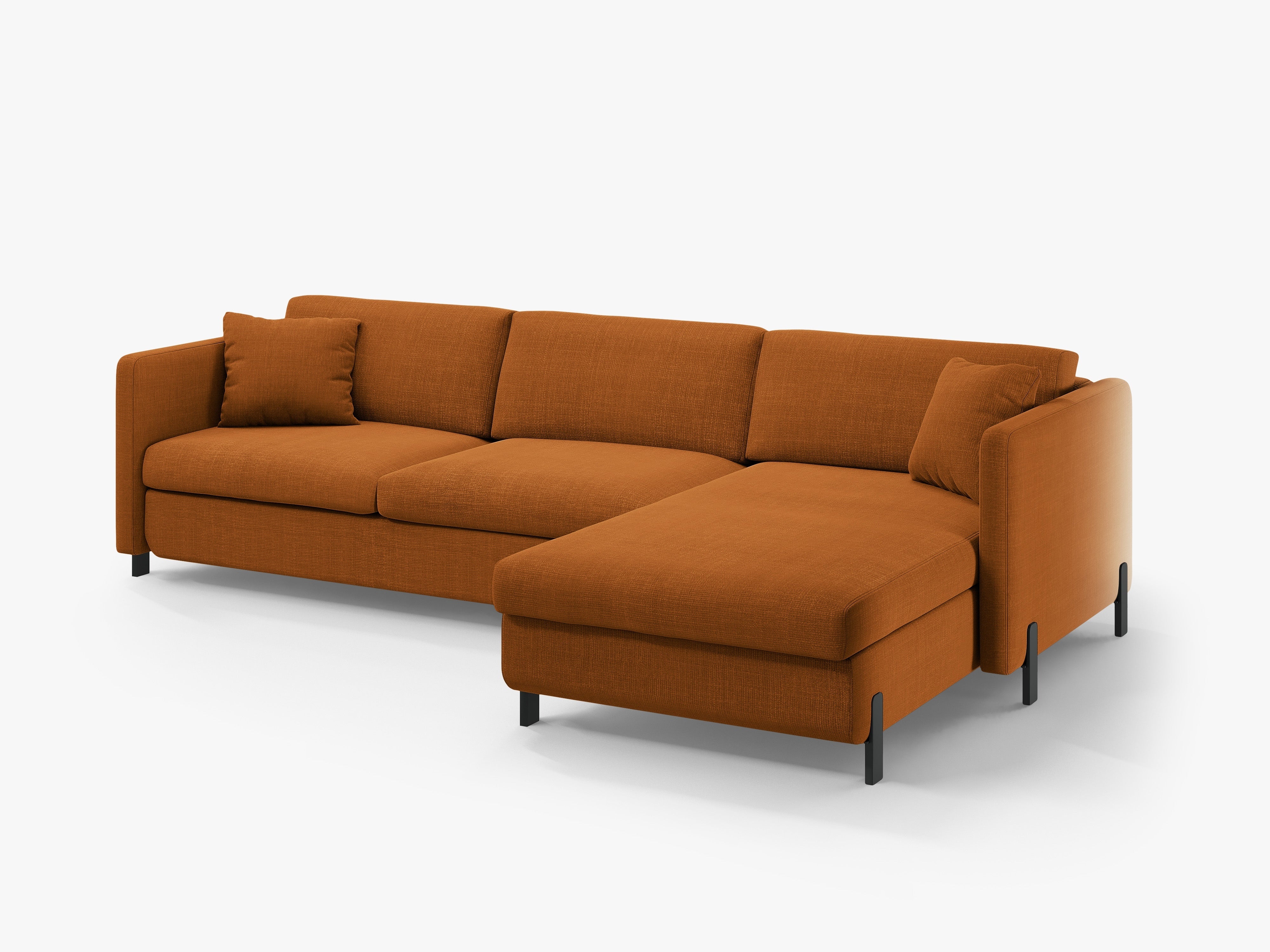Right-facing corner sofa for 4 people with sleeping function GLORIA brick chenille