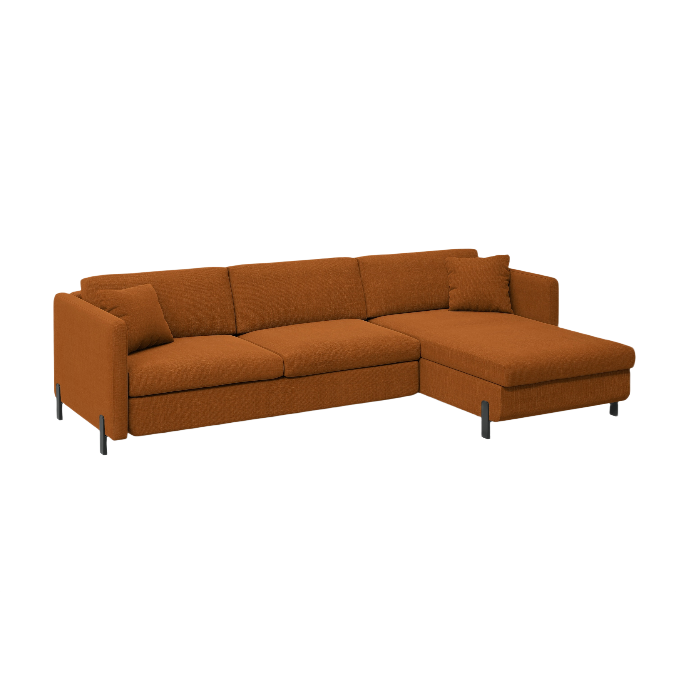 Right-facing corner sofa for 4 people with sleeping function GLORIA brick chenille