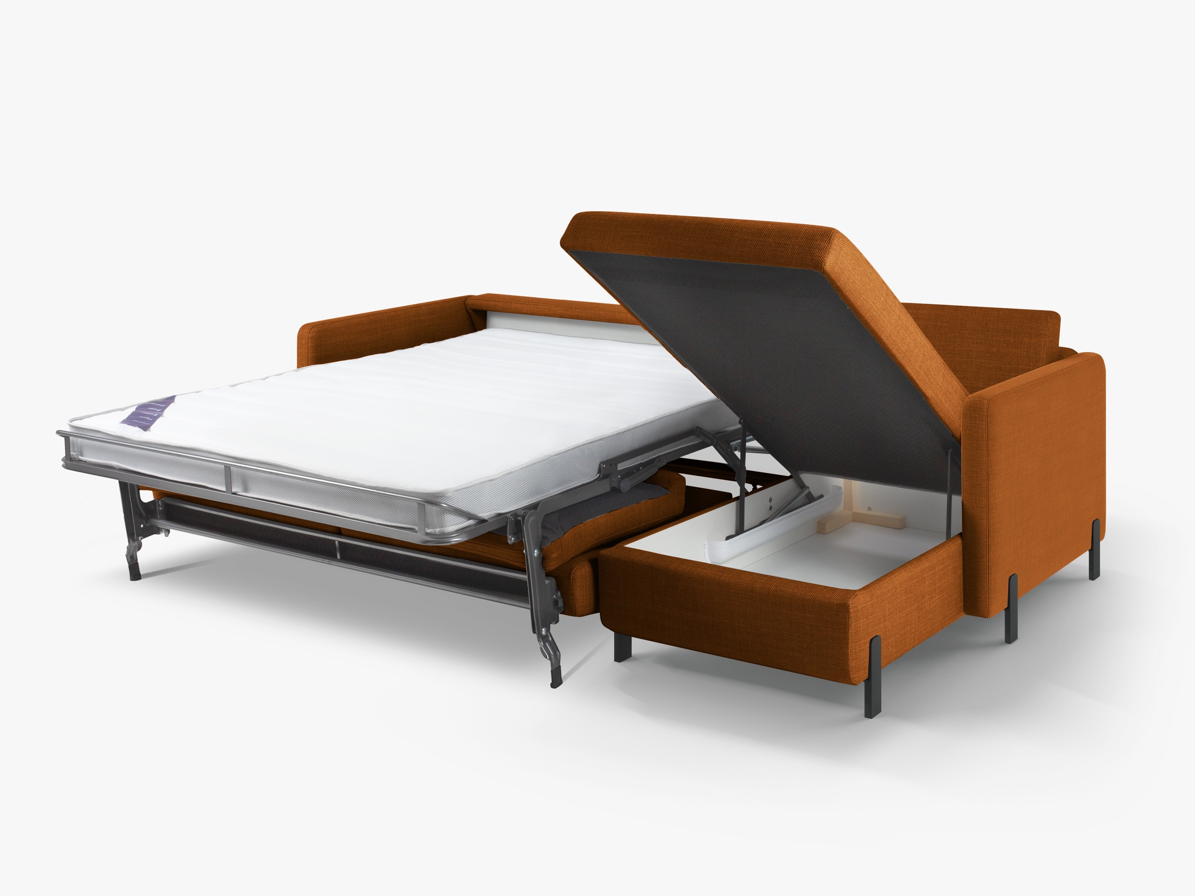 Right-facing corner sofa for 4 people with sleeping function GLORIA brick chenille