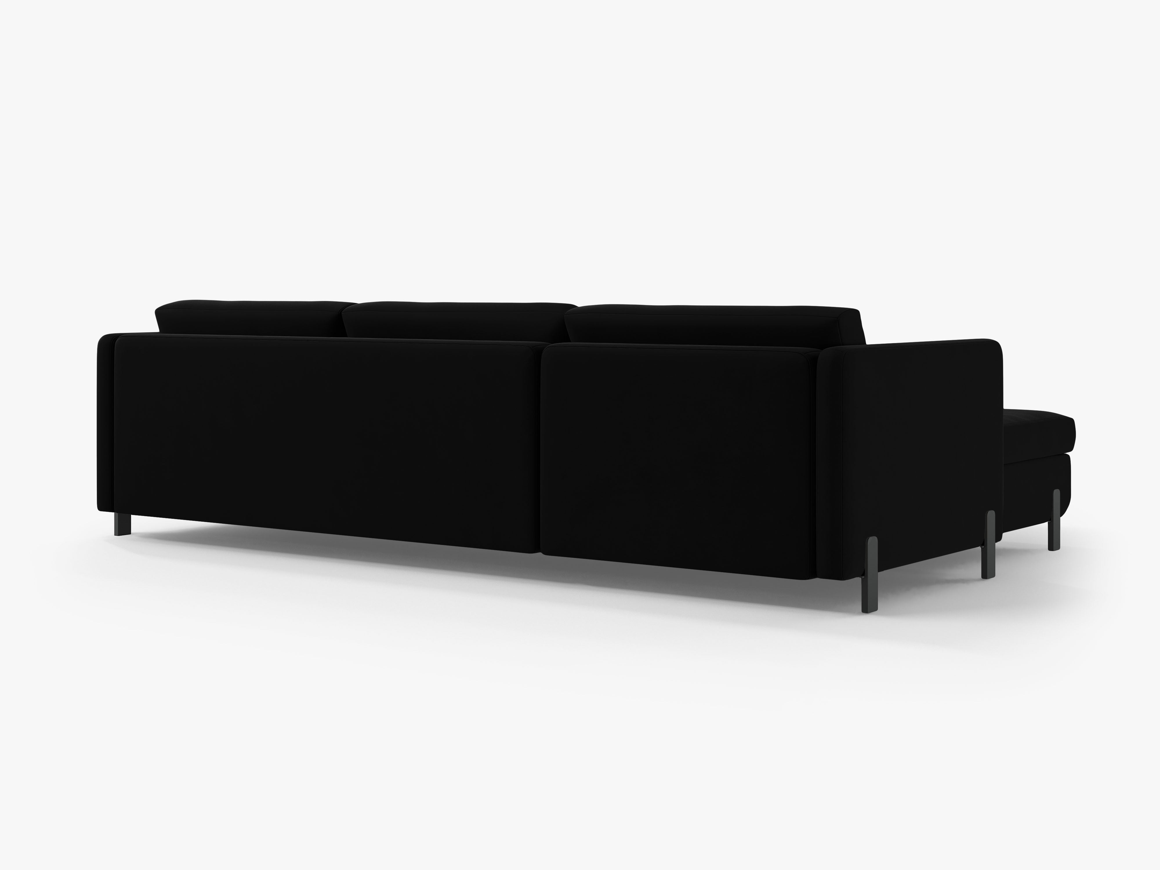 Black velvet right-facing corner sofa for 4 people with sleeping function GLORIA