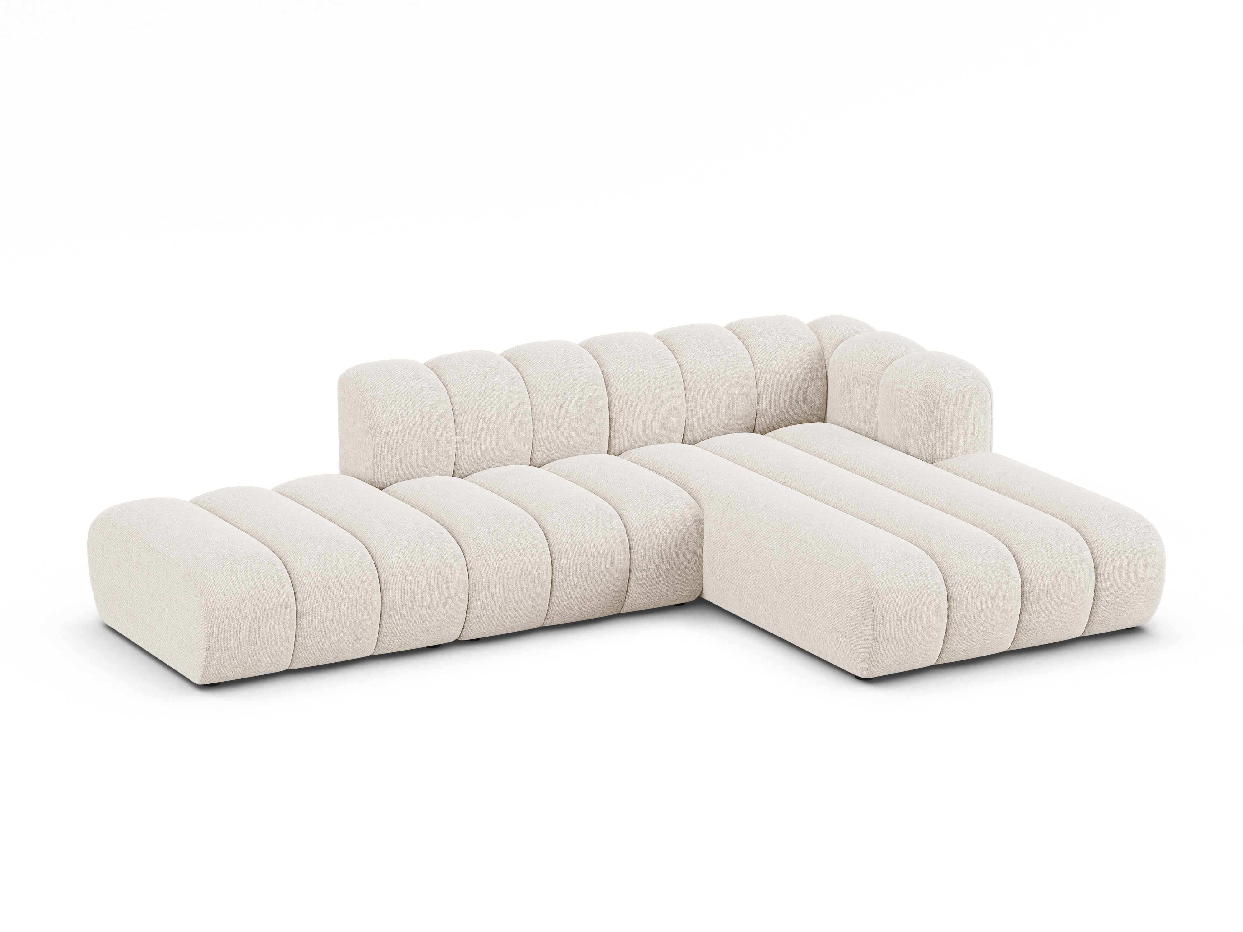 Right-facing 5-seater Corner Sofa LUPINE in light beige chenille