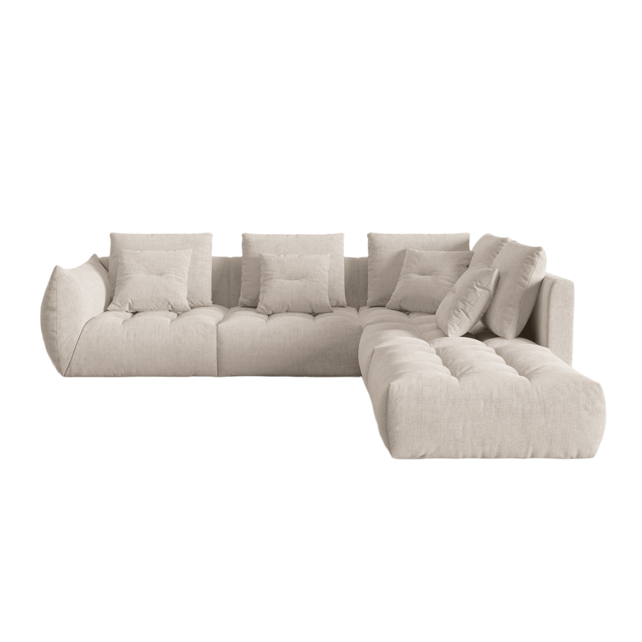 Modular corner sofa for 4 people right-hand side BLOOM dark beige chenille