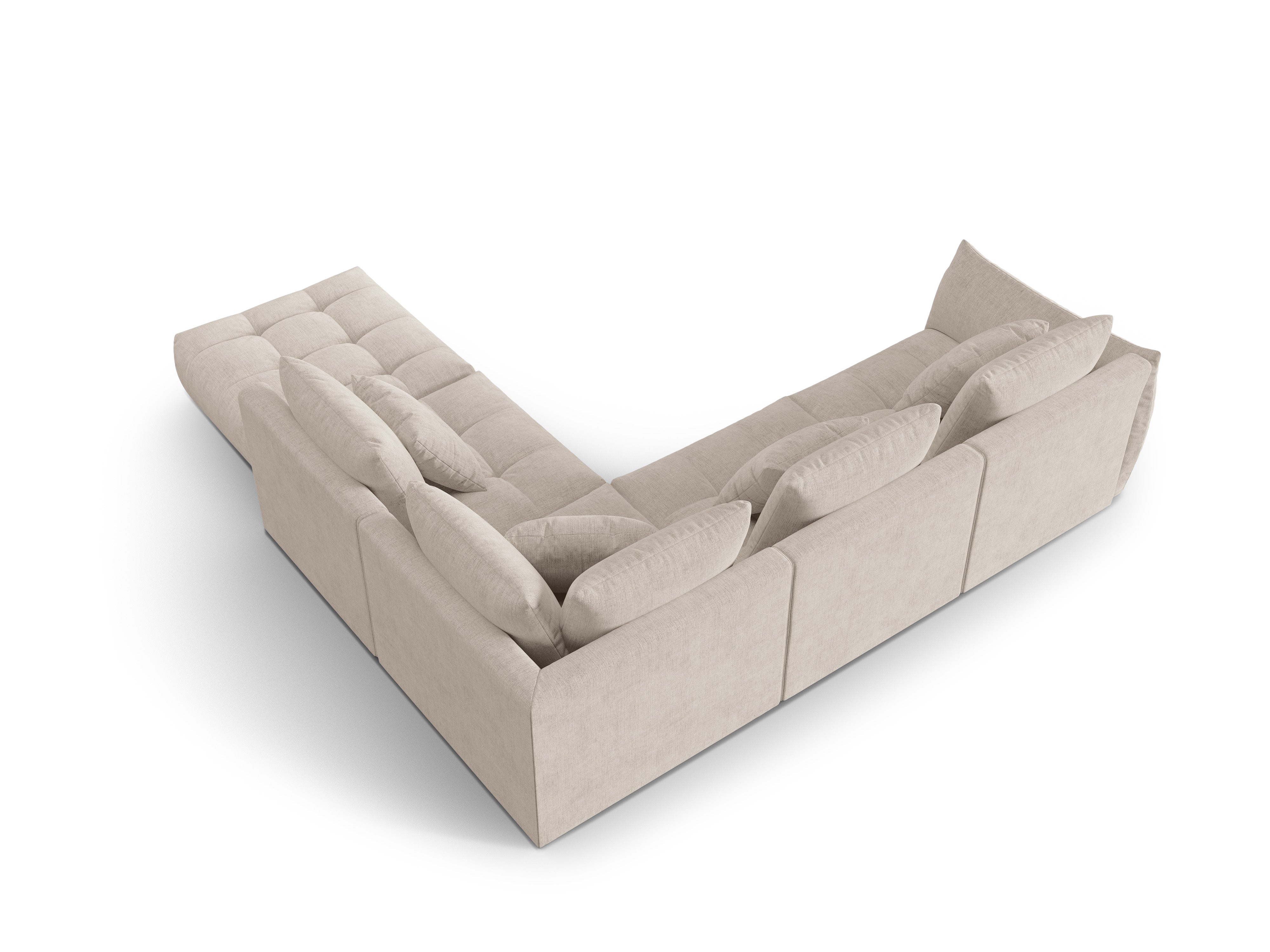 Modular corner sofa for 4 people right-hand side BLOOM dark beige chenille