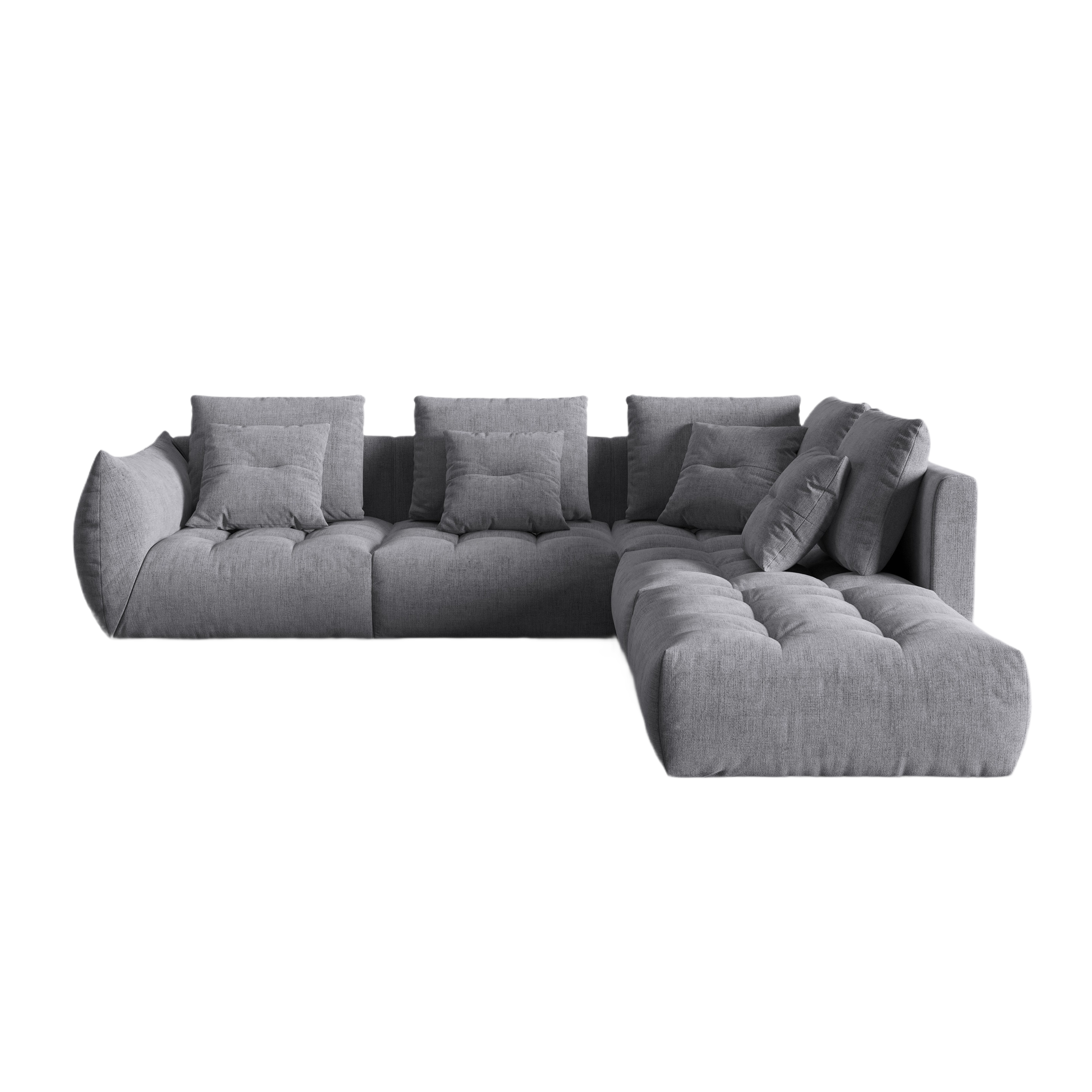 4-seater modular corner sofa right-hand BLOOM gray chenille