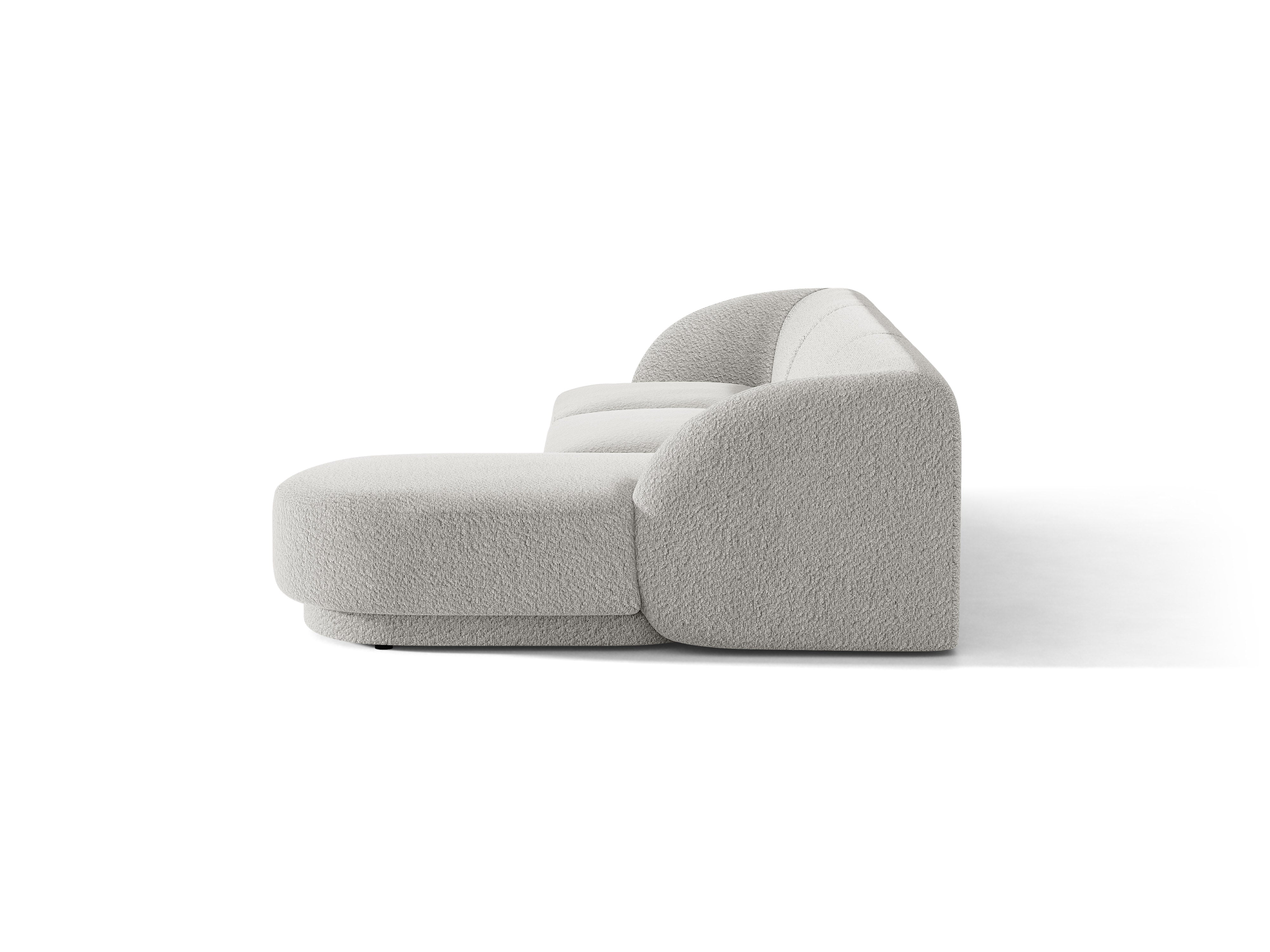 Narożnik 4-osobowy prawostronny MILEY jasnoszary boucle – sofa narożna