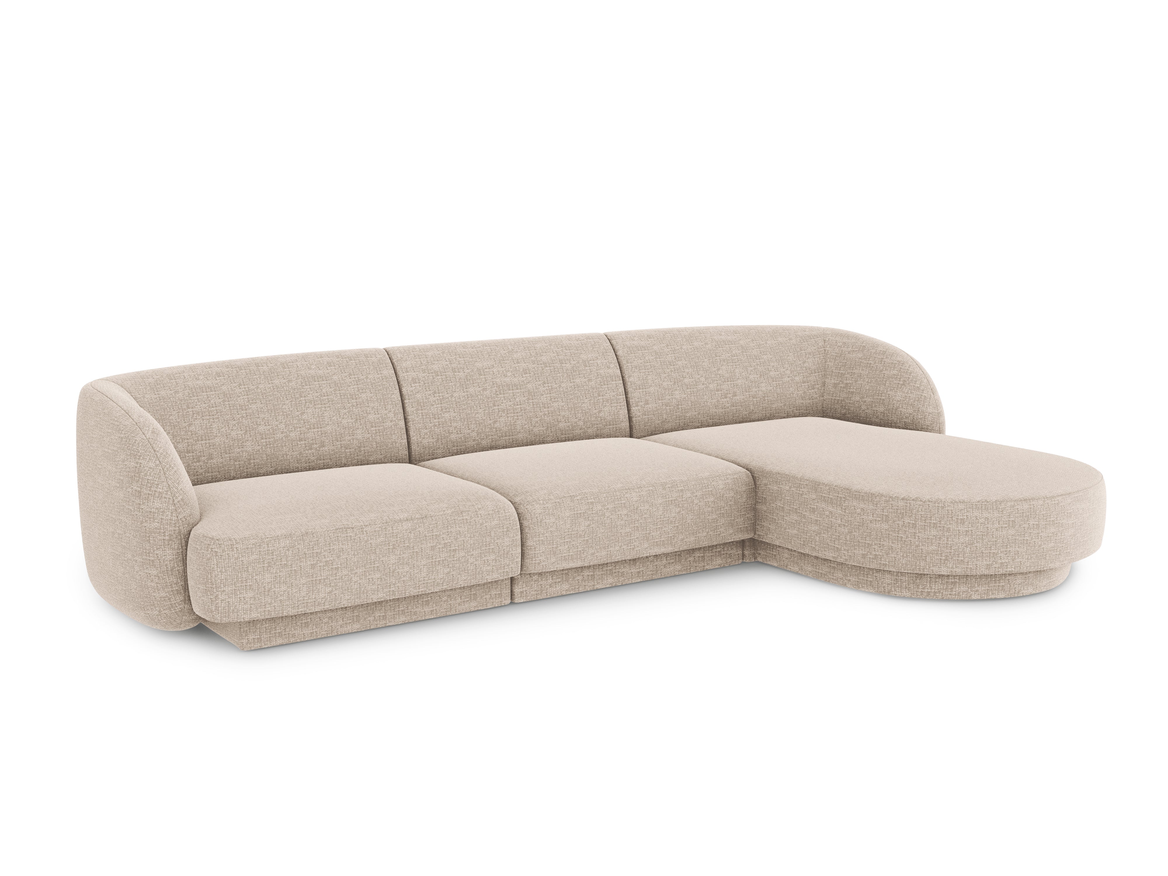 Narożnik 4-osobowy w tkaninie szenilowej prawostronny MILEY beżowy Micadoni Eye on Design