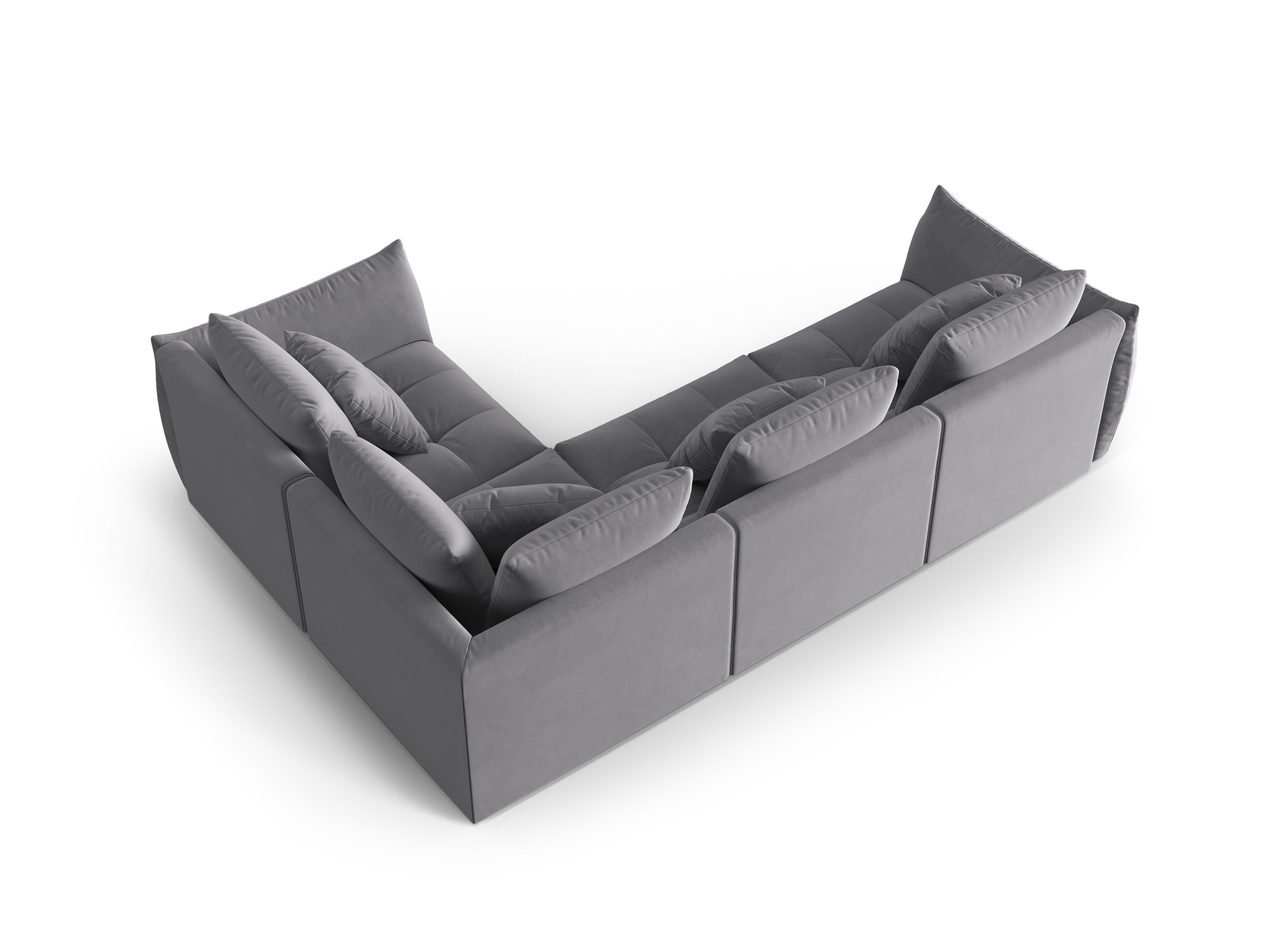 Modular velvet corner sofa for 3 people right-sided BLOOM dark gray