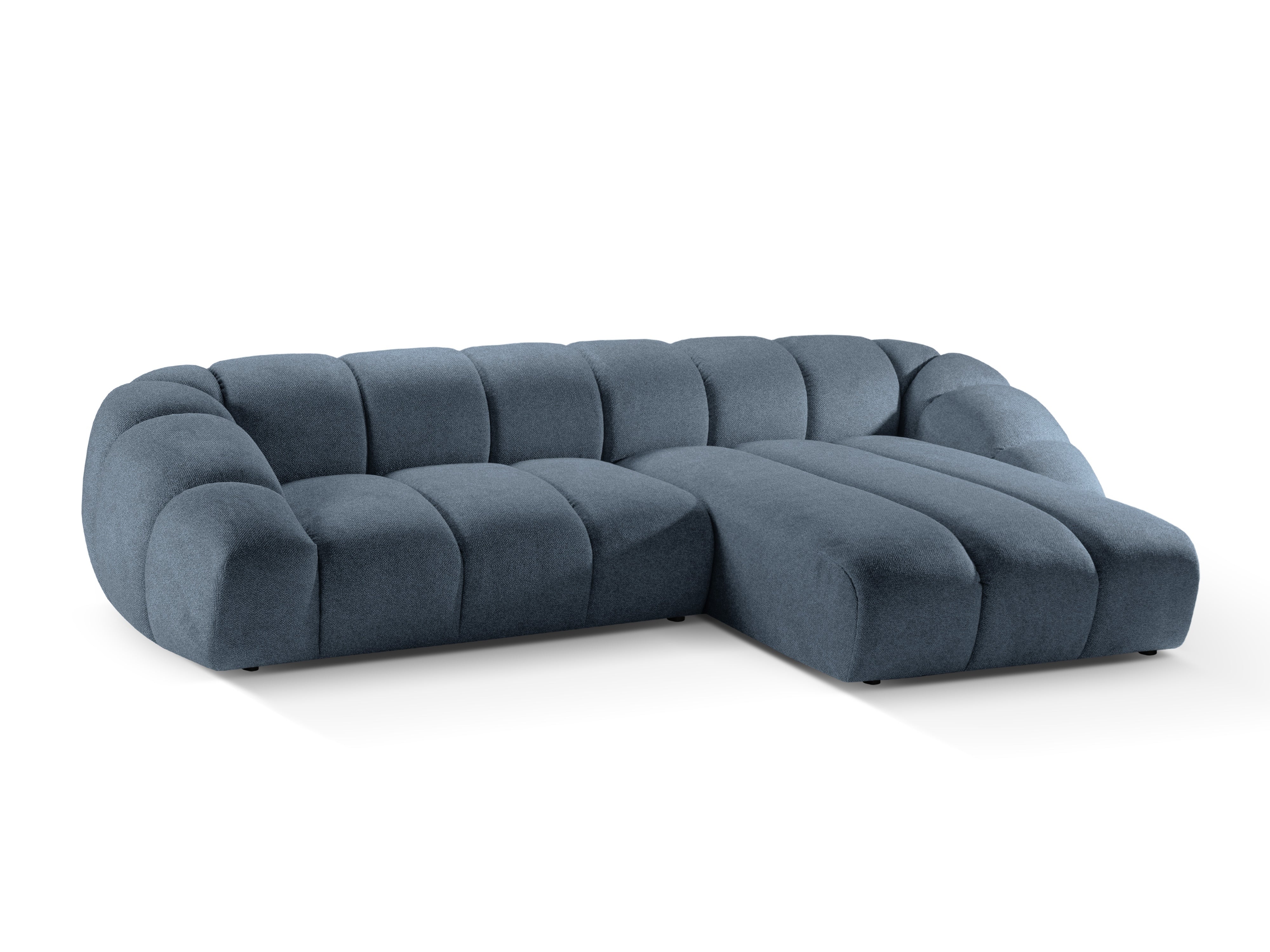 Right-facing 4-seater corner sofa DIANA light blue chenille