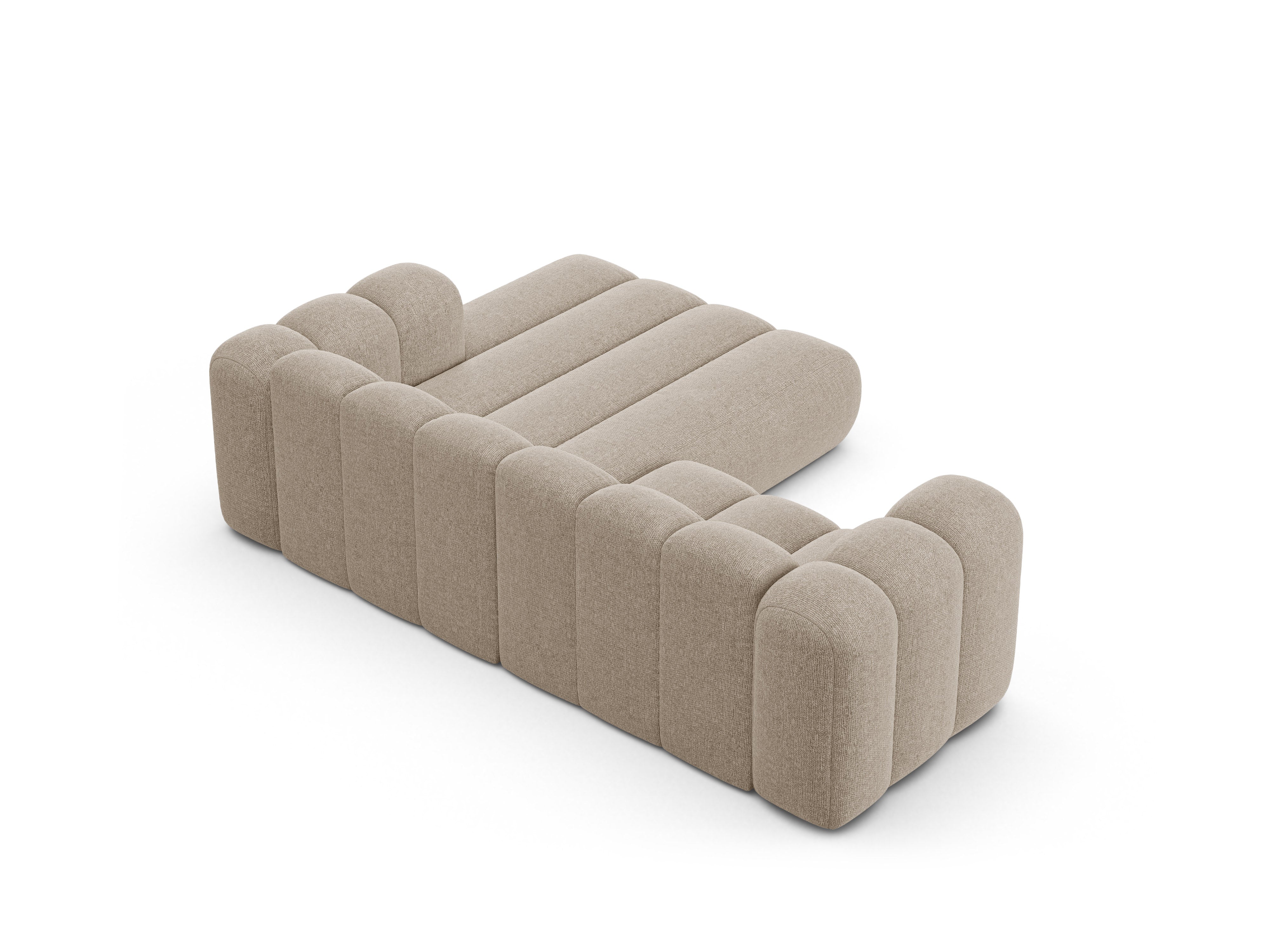 Right-facing 3-seater corner sofa LUPINE beige chenille