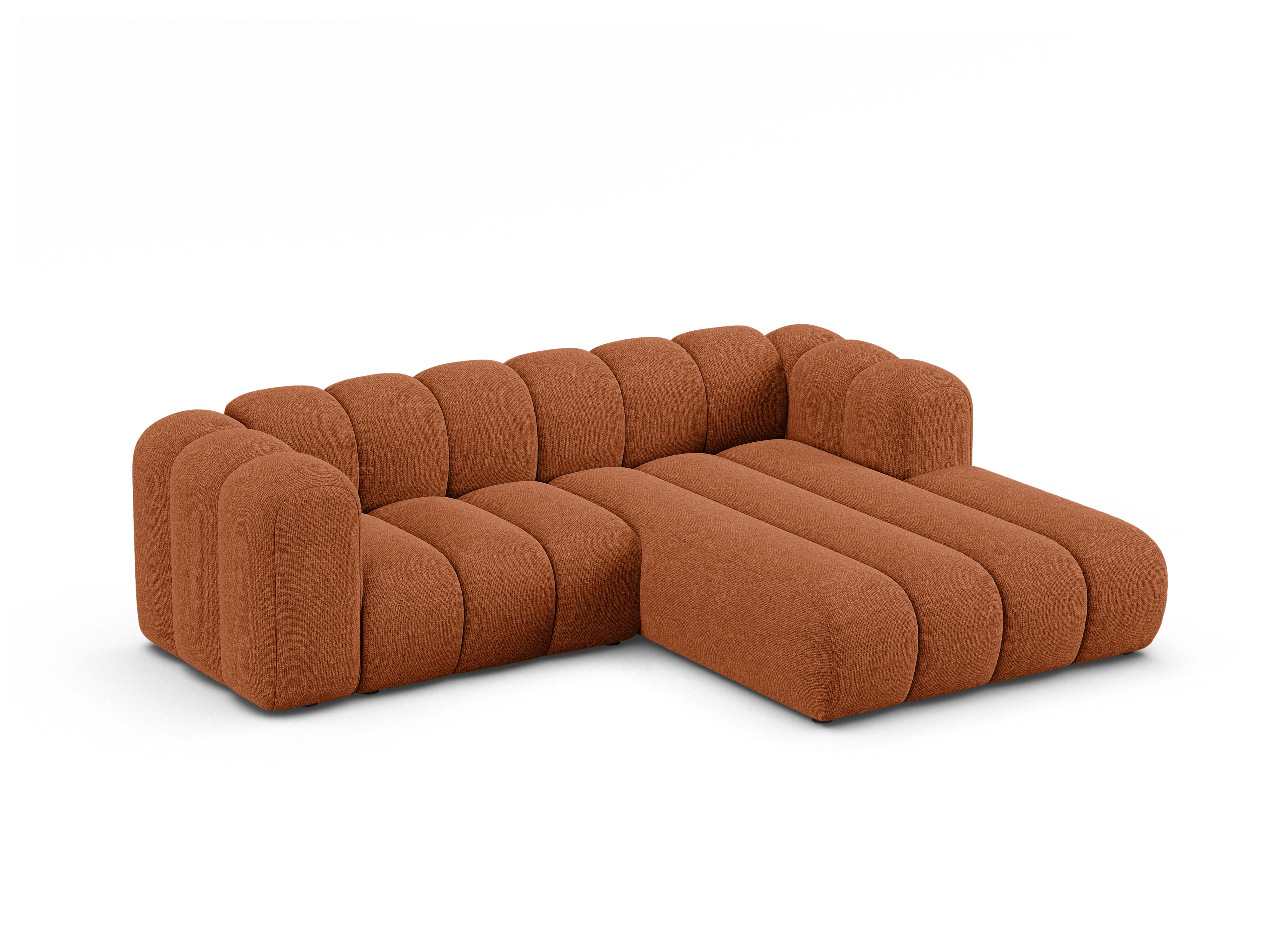 Right-facing 3-seater Corner Sofa LUPINE brick chenille