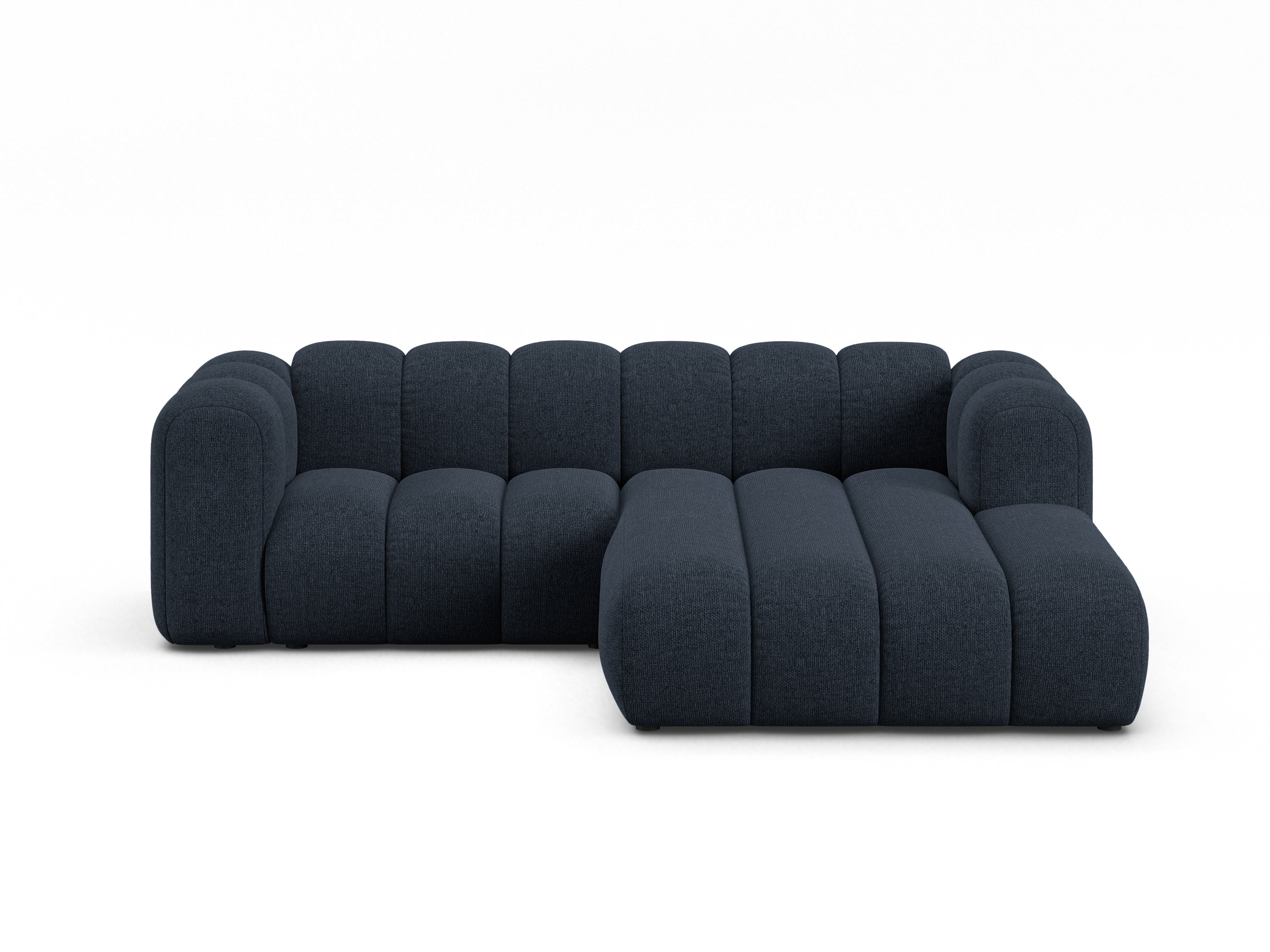 Right-facing 3-seater corner sofa LUPINE navy chenille