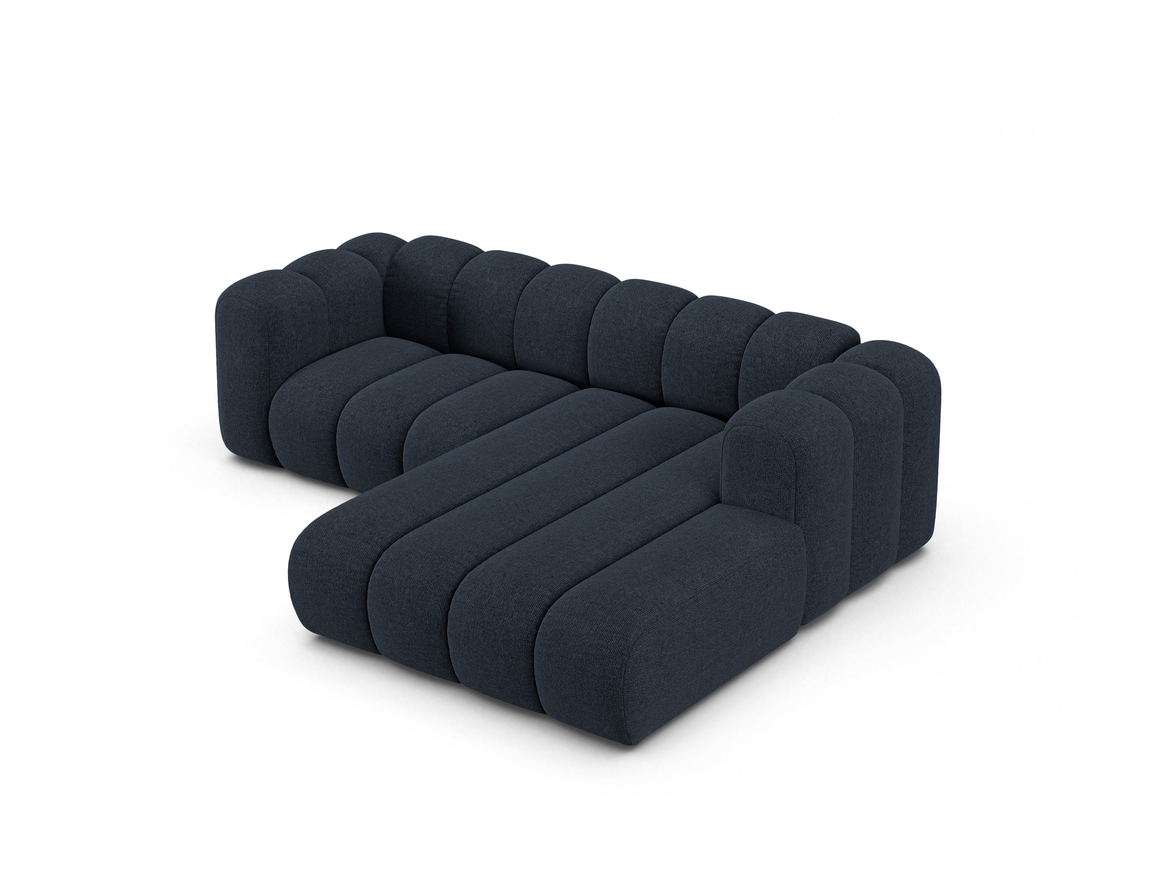 Right-facing 3-seater corner sofa LUPINE navy chenille