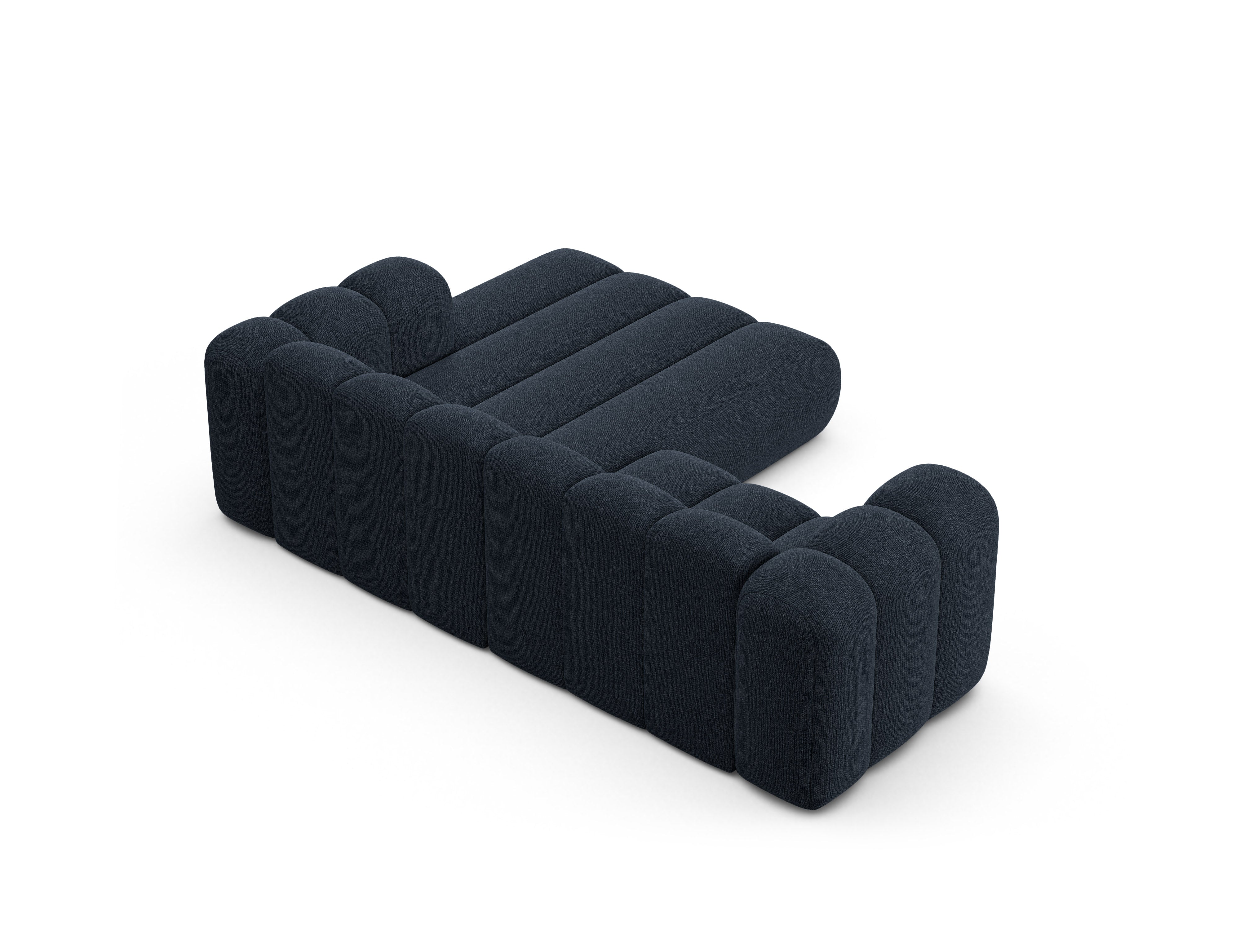 Right-facing 3-seater corner sofa LUPINE navy chenille
