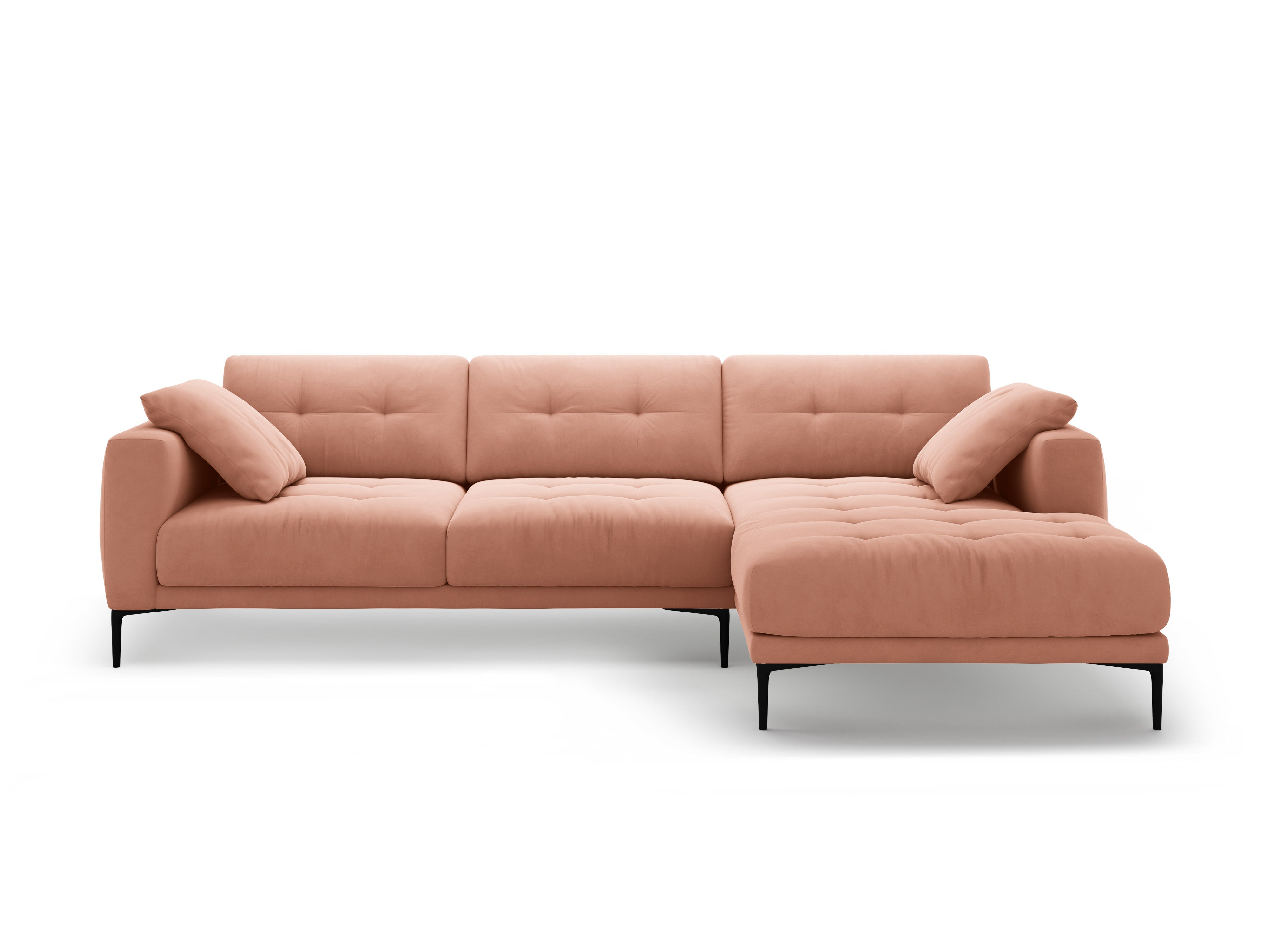 Right-facing velvet corner sofa BEMY pink