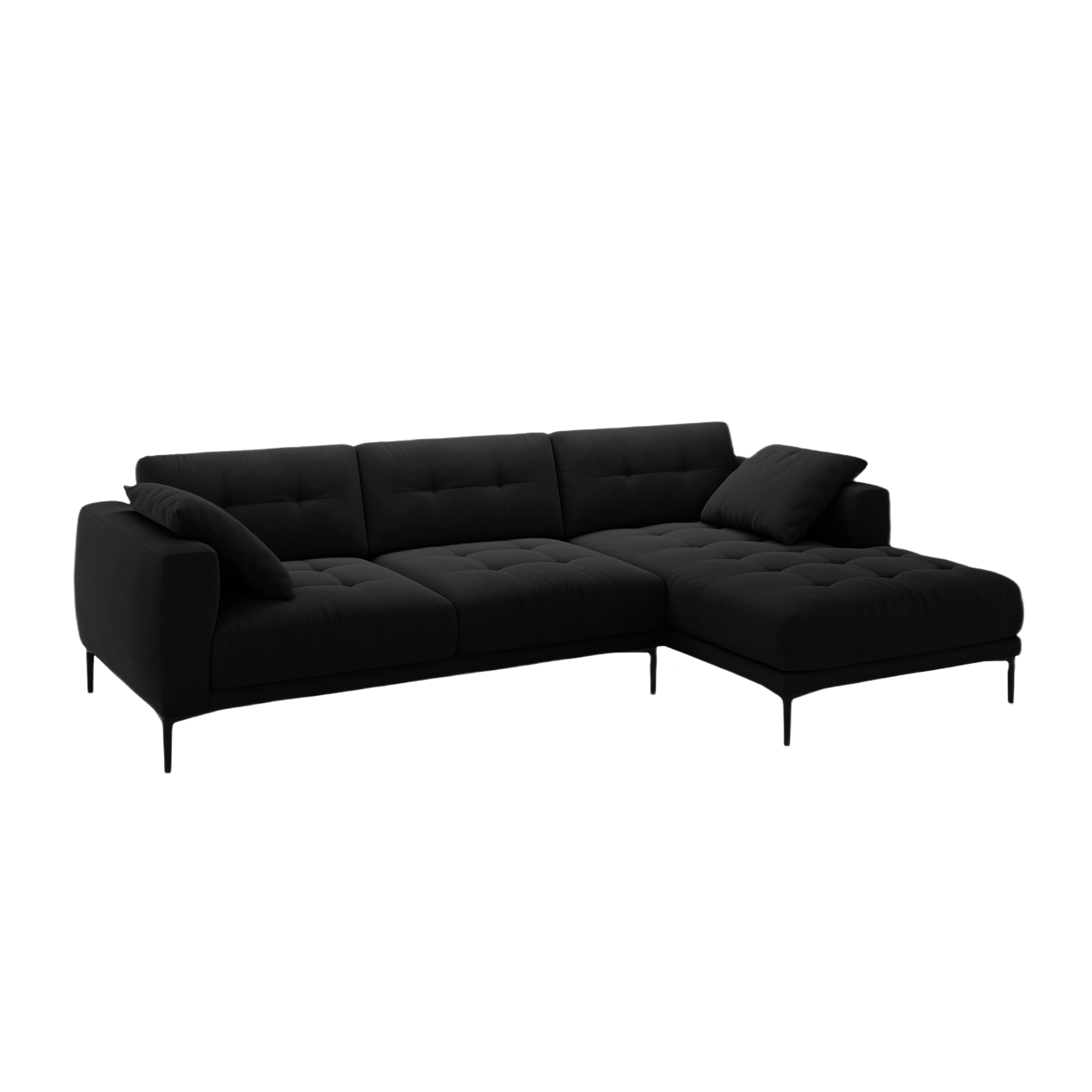 Right-facing velvet corner sofa BEMY black